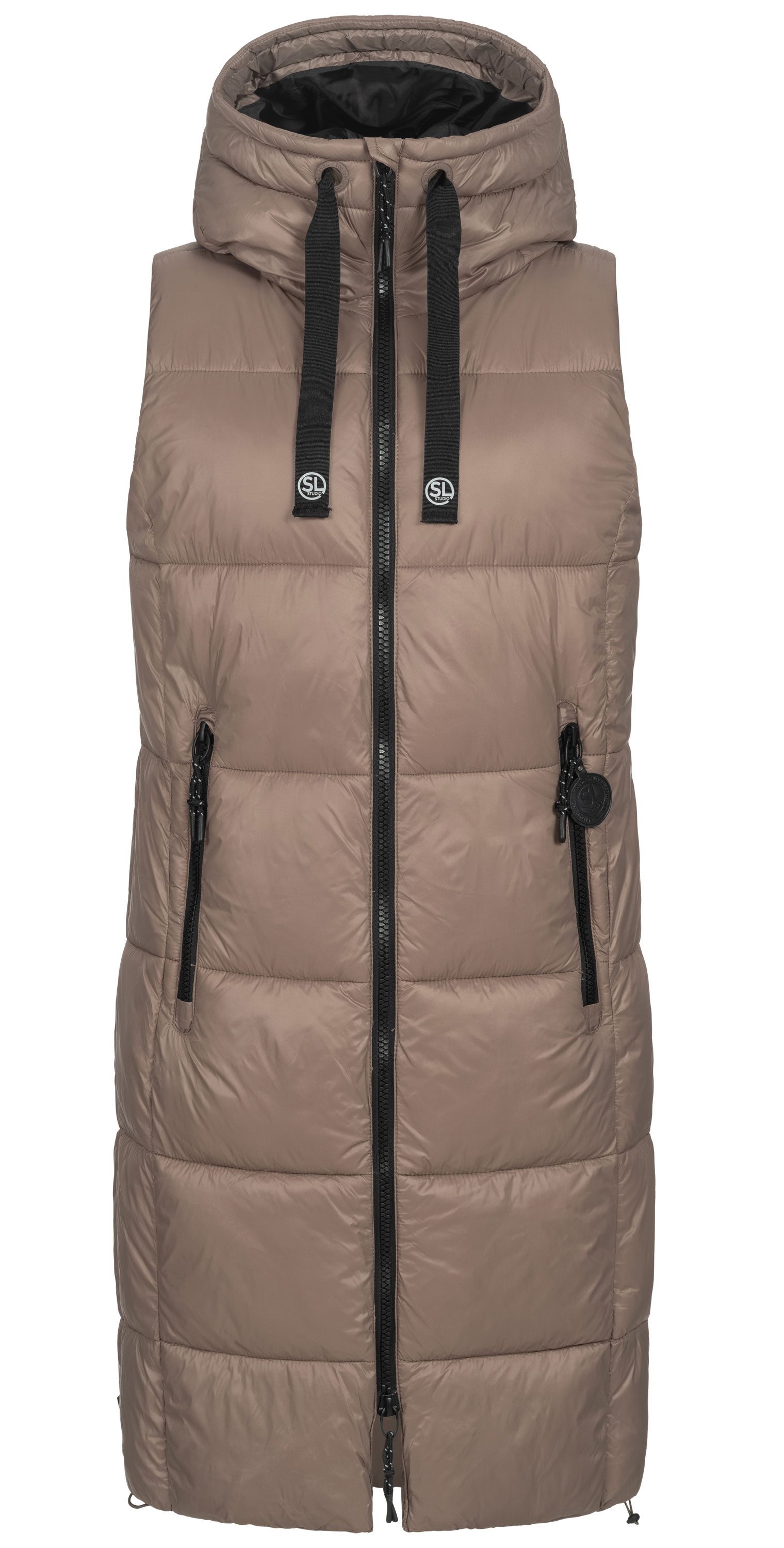 SUBLEVEL Steppweste Damen mit Kapuze Waistcoat lange Winter Weste Bodywarmer Waistcoat