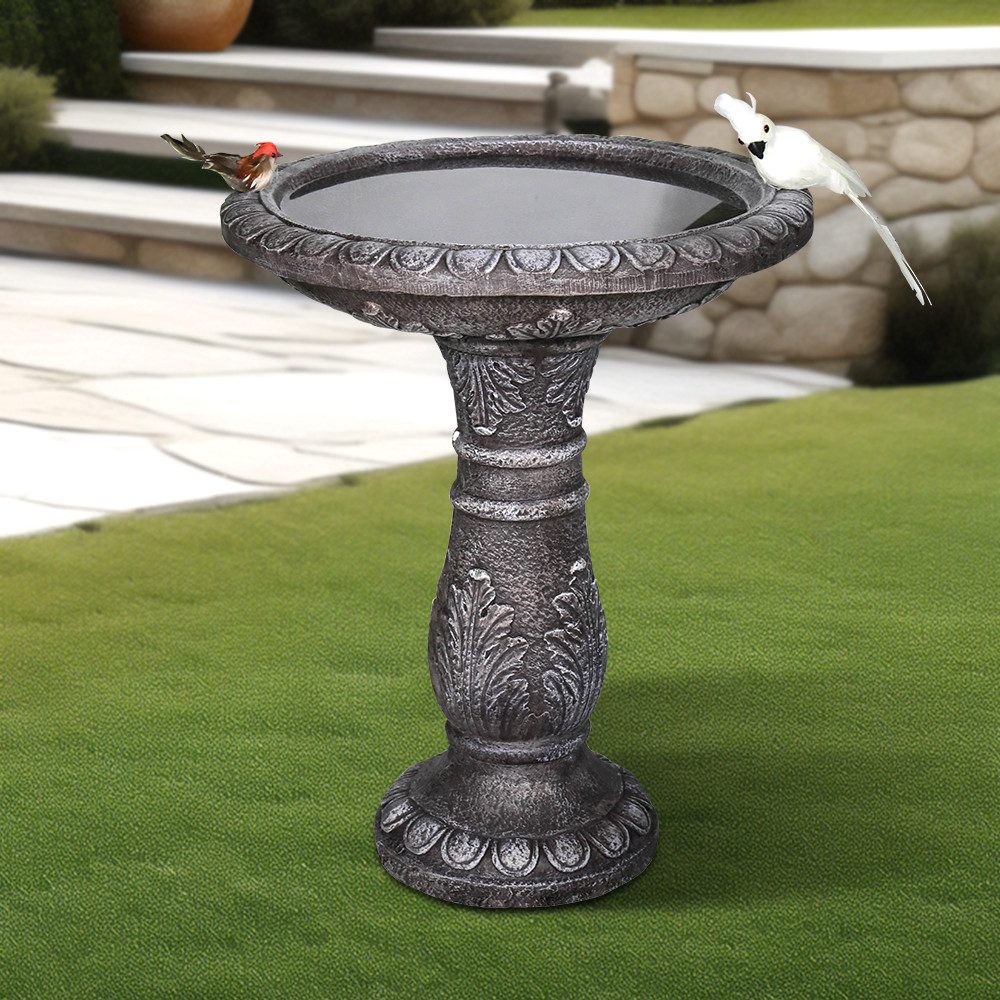 Rutaqian Gartenbrunnen 62 cm Höhe x 51 cm Durchmesser, Vogelbadbrunnen aus faserverstärktem Beton (ohne Vogel)