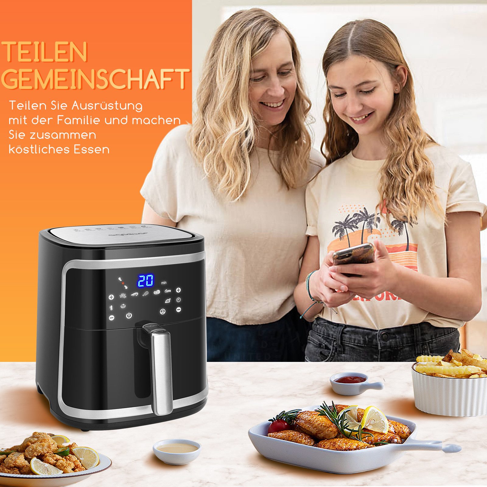 Aigostar Heißluftfritteuse Intelligente WLAN, 7L, LED-Touchscreen, 7 Programme, 20 Rezepte, DIY-Menü, 1900,00 W, 7 Programme, 20 Rezepte pdf, DIY-Menü