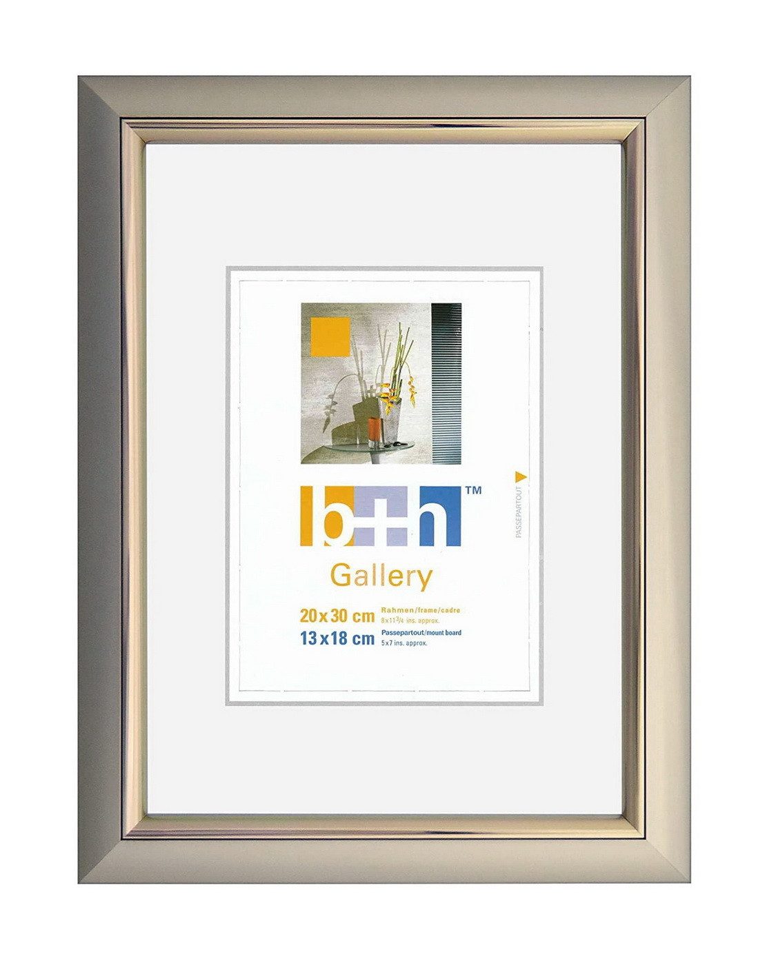 Oslo MasterLine Einzelrahmen Bilderrahmen Kunststoff Innenleiste glänzend Echtglas Puzzlerahmen FSC, 20x30 gold matt - Innenleiste gold glänzend