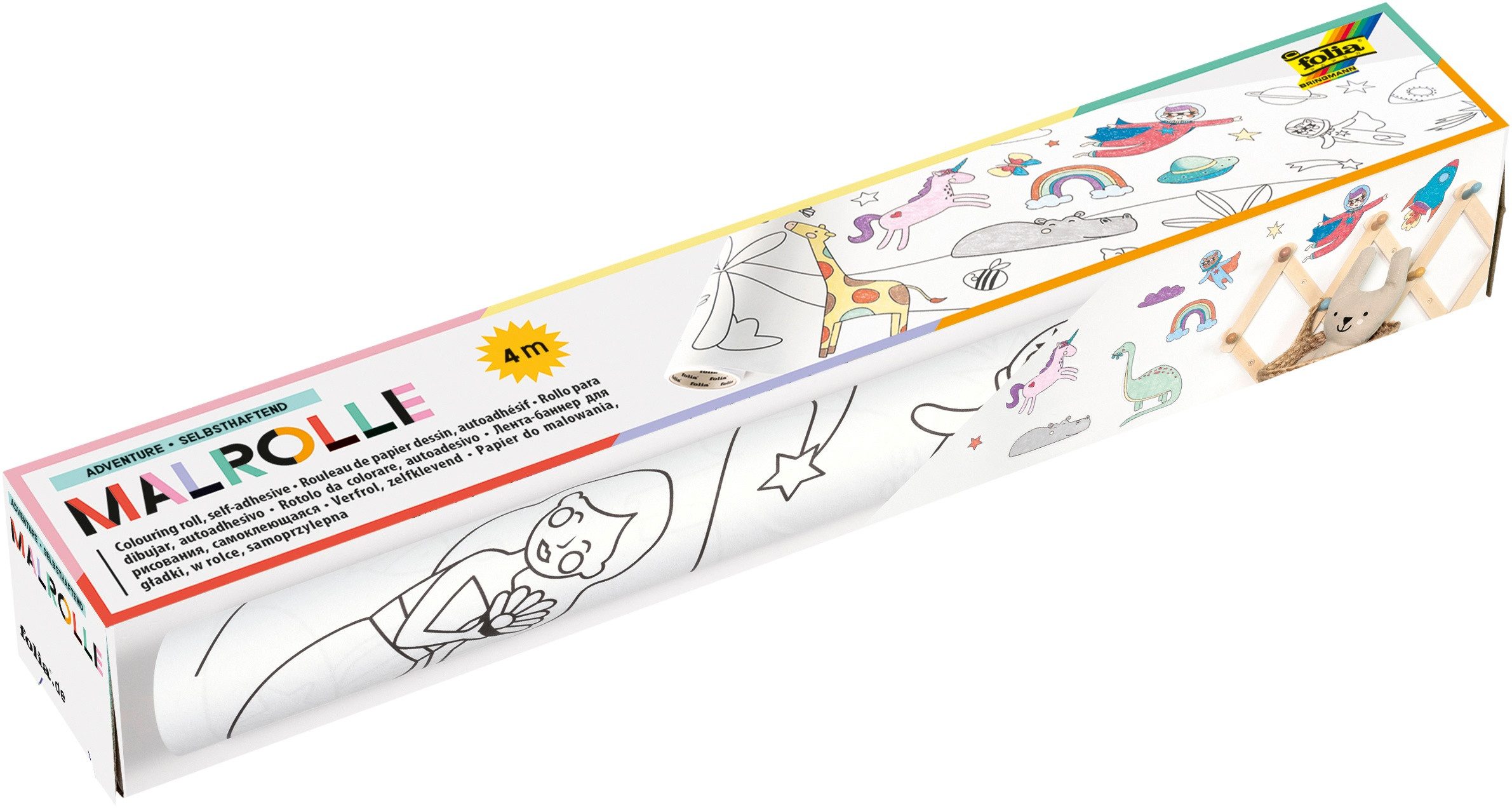 Folia Zeichenpapier Malrolle mit Motiven „Adventure“, 30 x 400 cm