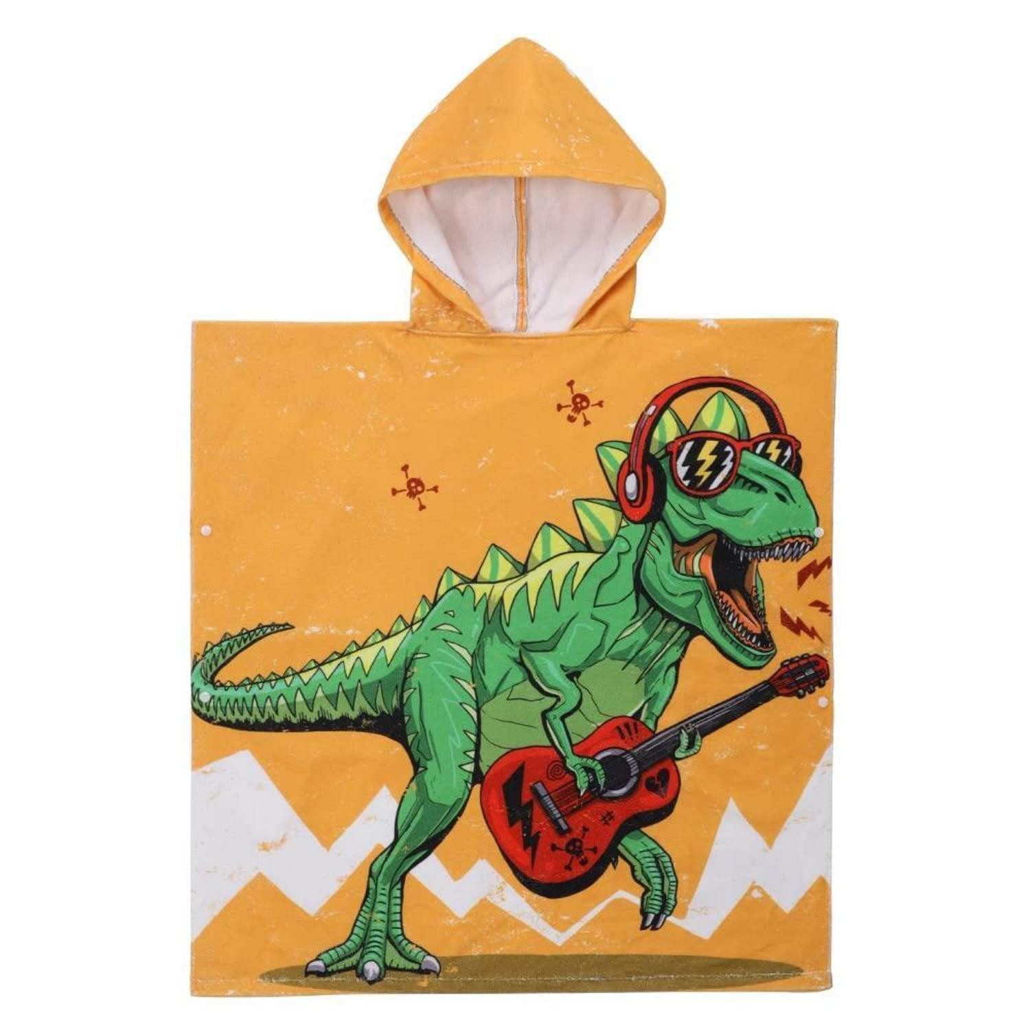 LuxusKollektion Kapuzenhandtuch Kinder Badeponcho mit Kapuze 2-dinosaurier, (1-St)