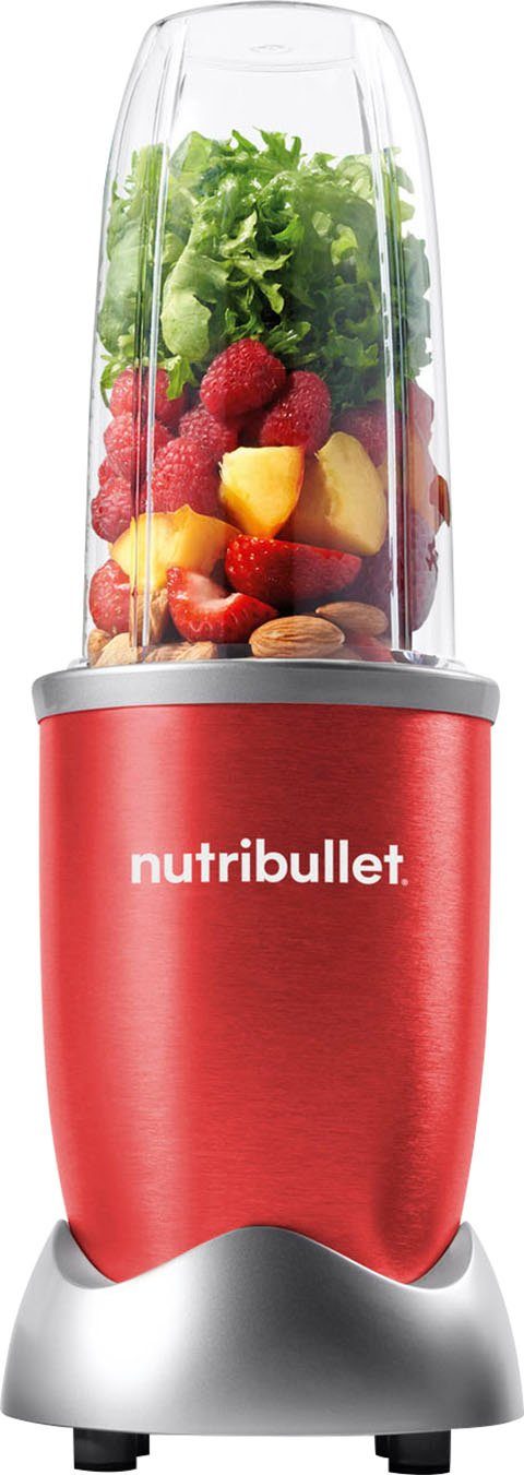 nutribullet Standmixer Pro NB907R - kompakter Mixer, 900 Watt, 2 Mixbecher (700 + 925ml), Rot, 900 W, Drücken, drehen, mixen; starker Motor;Becher+Zubehör spülmaschinenfest