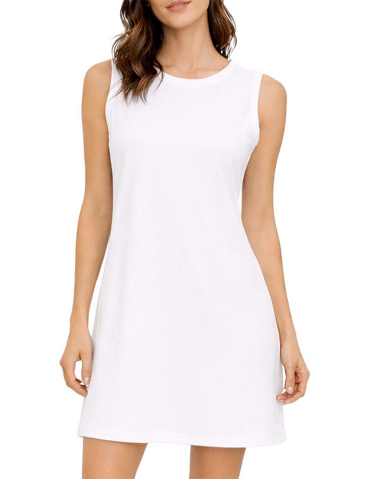 Vishes Sommerkleid Ärmelloses Kleid Damen A-Linie Jersey Baumwolle Unifarben Alternative Mode, Boho, Hippie, Ethno, Festival