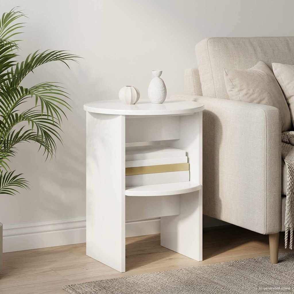 vidaXL Beistelltisch 40 x 50 cm Beistelltisch 2er Set Hochglanz Weiß Ø40x50 cm Holzwerksto