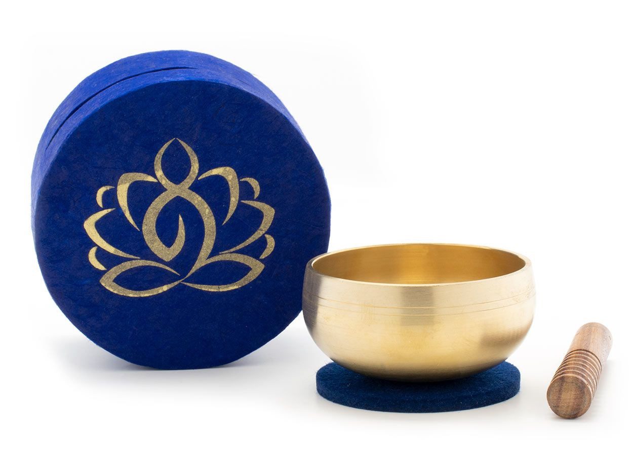 Klangschalen-Center Geschenkkarte Set in Box blau Meditation 5182 Handgefertigt in Nepal und natürlich f