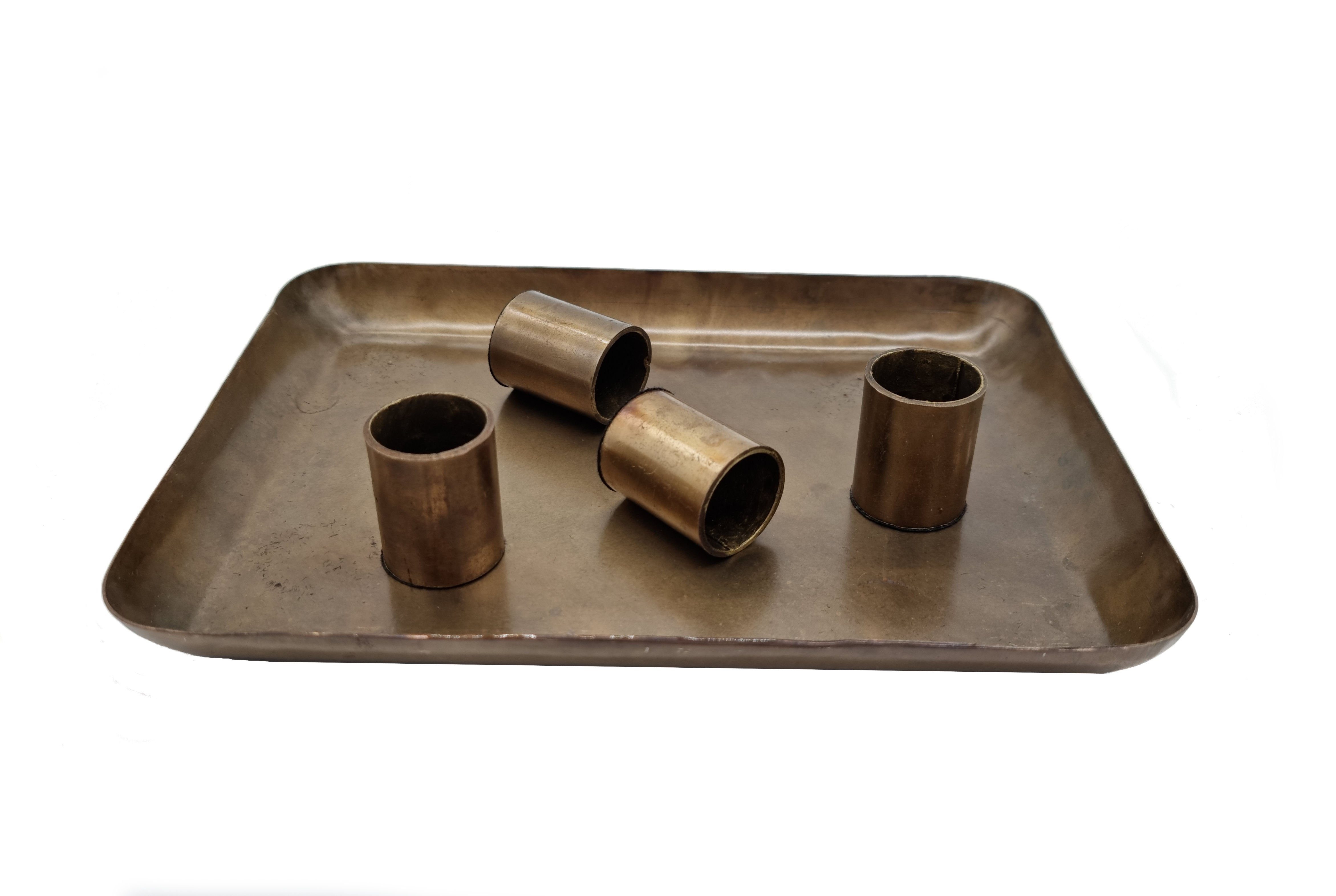 Spetebo Kerzenständer Metall Kerzenständer für Stabkerzen - 20 x 15 cm (Stück, 1 St., Kerzenhalter), Deko Tablett mit magnetischen Kerzenhaltern