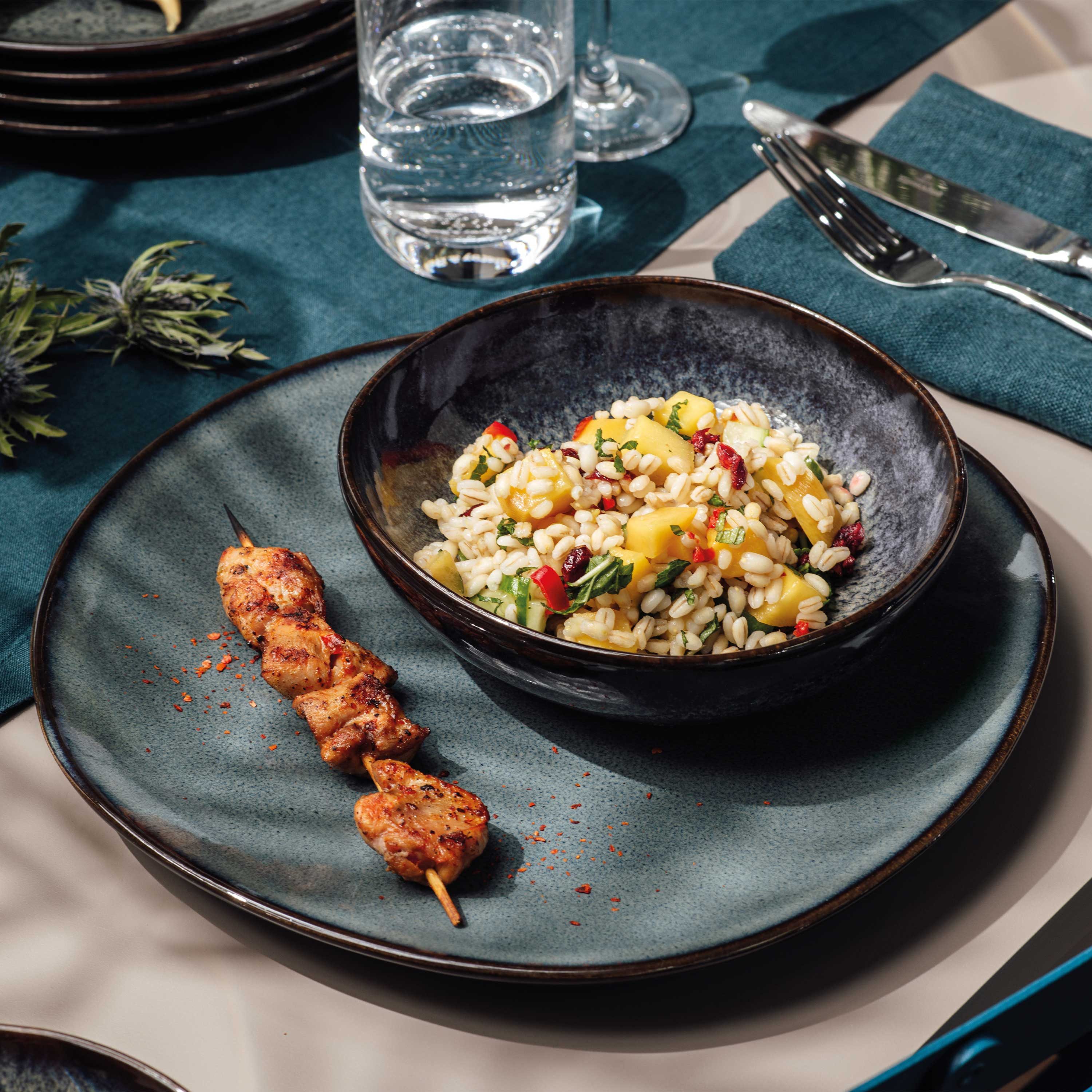 Villeroy & Boch Geschirr-Set Lave gris Tafelset (4-tlg), 2 Personen, Steingut, Effektglasur im handmade Pottery Look