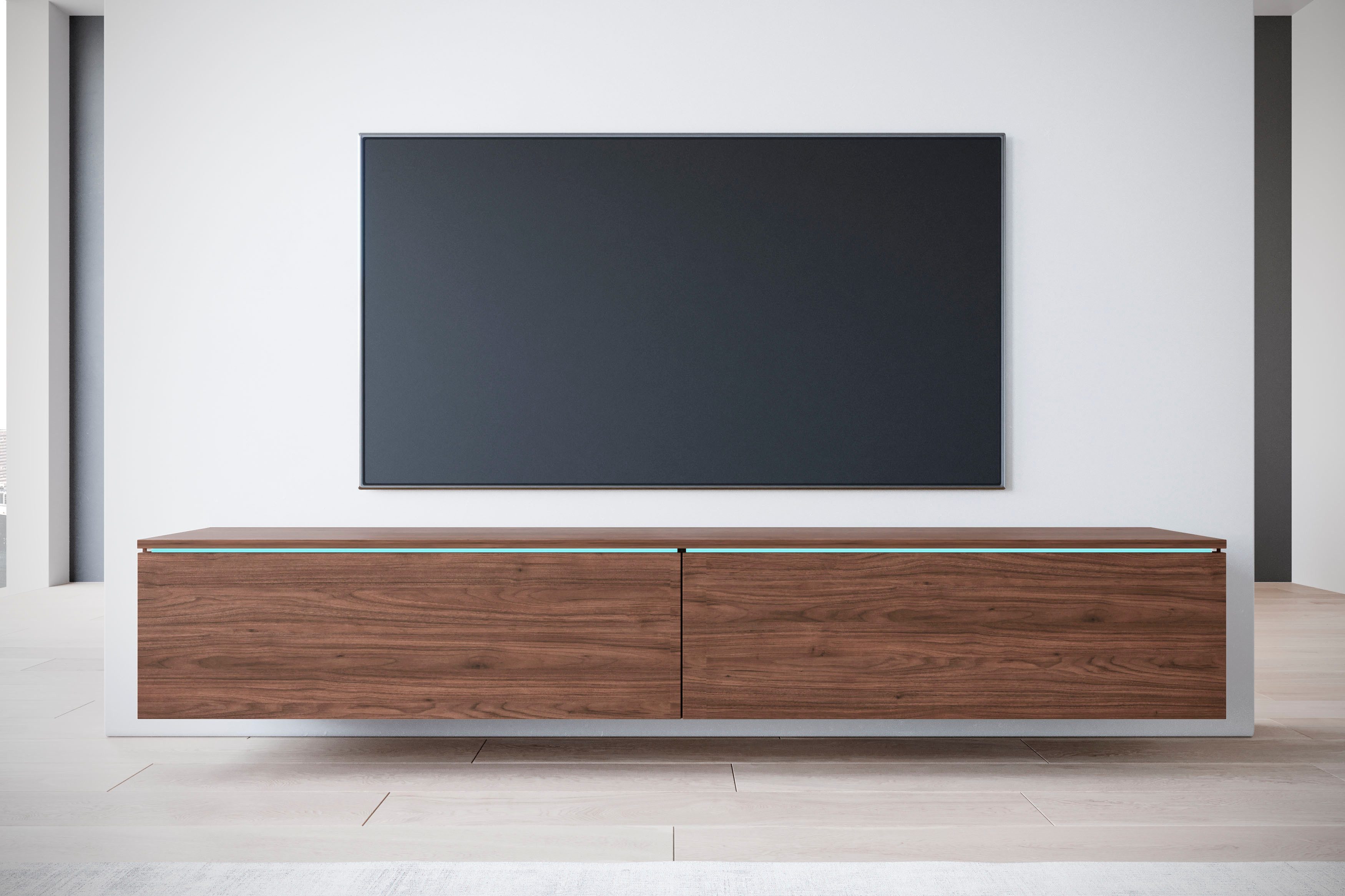 Home affaire Lowboard LOWBOARD VERA, wahlweise mit oder ohne Beleuchtung, Modernes griffloses TV-Board, 180 cm TV-Schrank, stehend und hängend