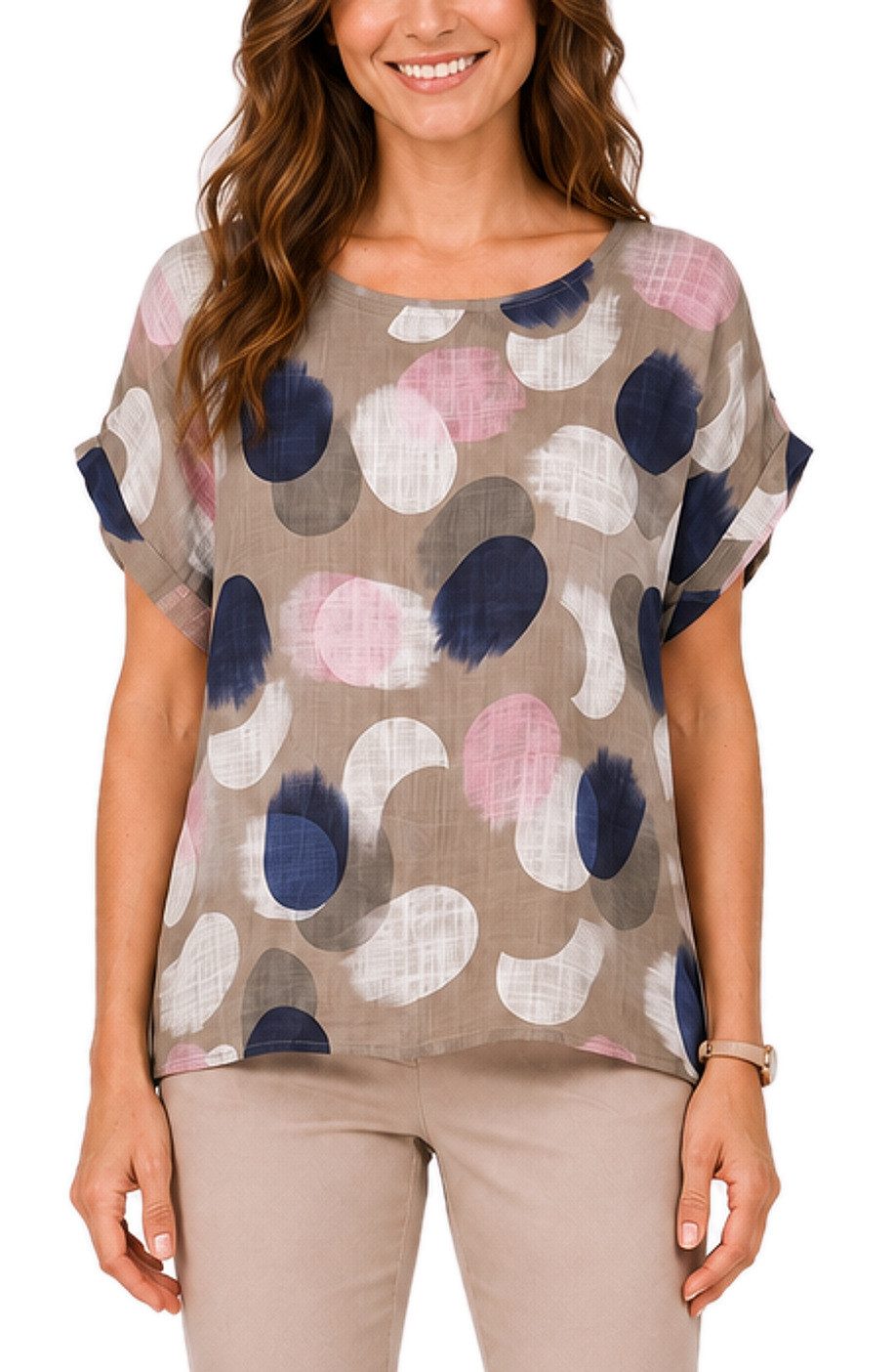 dy_mode Kurzarmbluse Kurzarm Bluse Baumwollshirt Damen Blusenshirt Elegantes Tunika Shirt