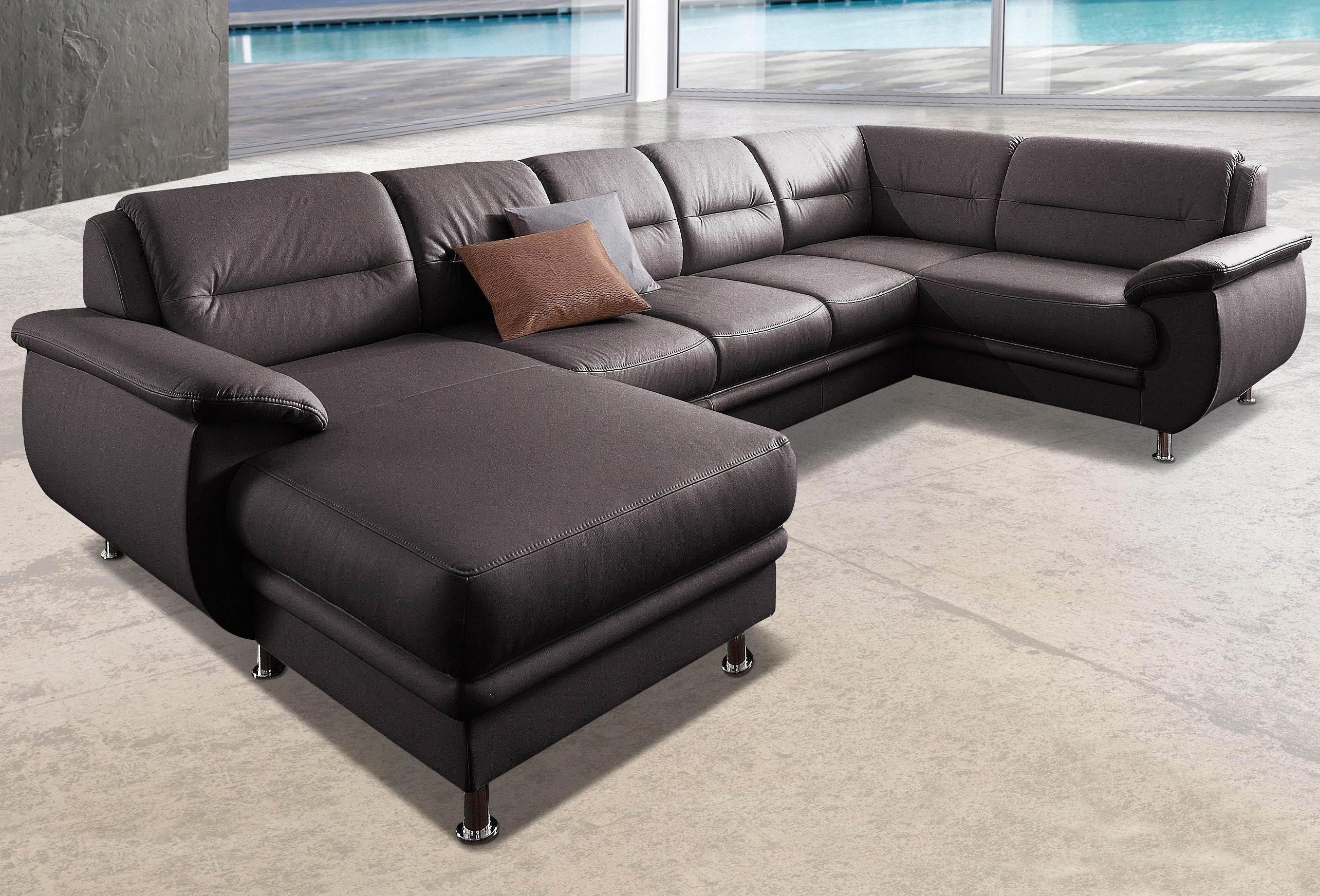 sit&more Wohnlandschaft Mailand U-Form, B: 312 cm, optional Bettfunktion