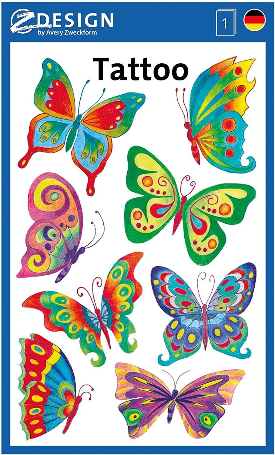 Avery Zweckform Kindertattoo Avery Zweckform - Tattoo Aufkleber - Schmetterling - 56742