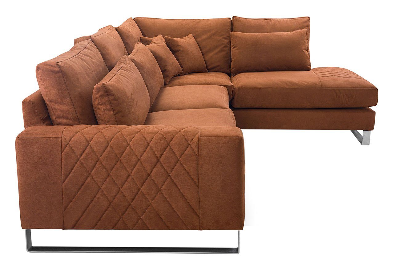 Orange Wohnlandschaft Couch Zaria MÖBEL L-Form Ecksofa Polstersofa MKS Gemütlich - - KORNI,