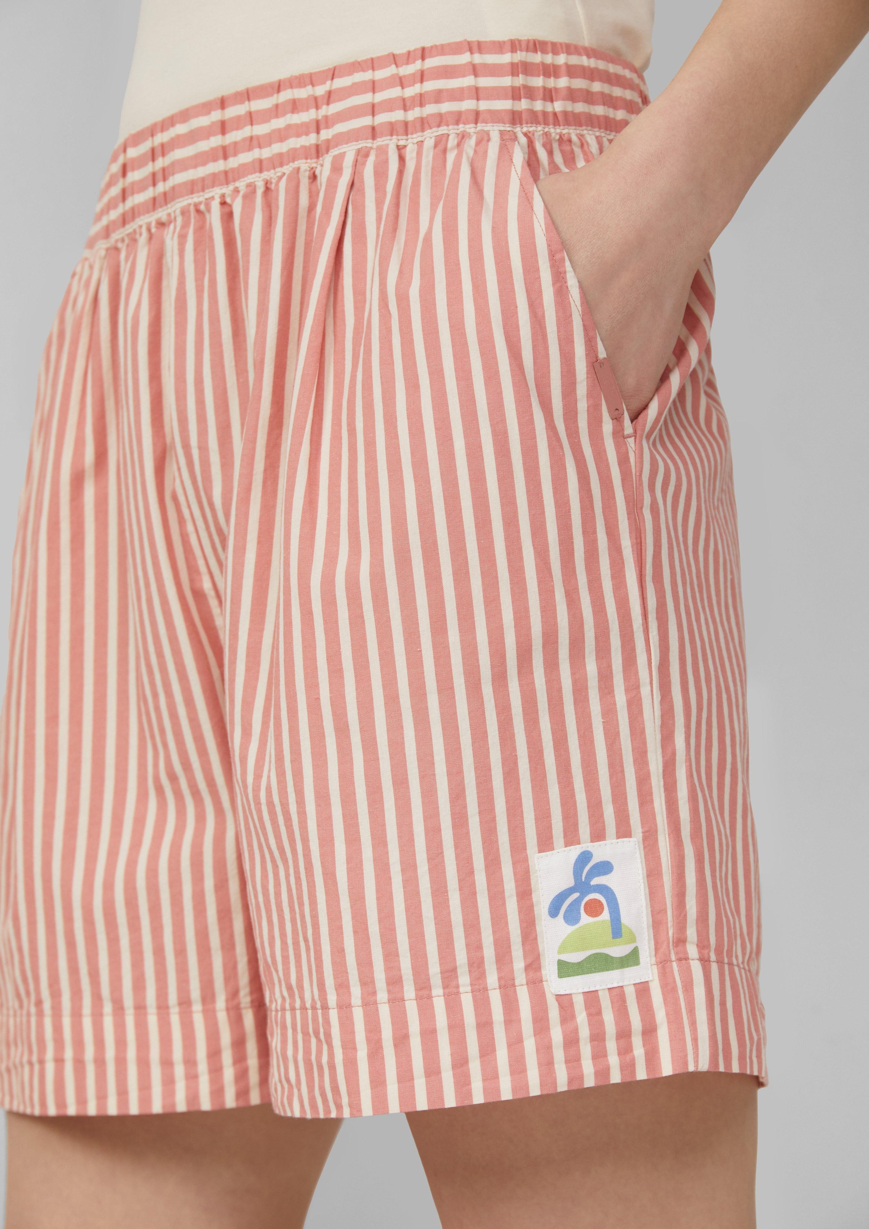 QS Shorts Baumwoll-Streifenshorts mit Elastikbund günstig online kaufen