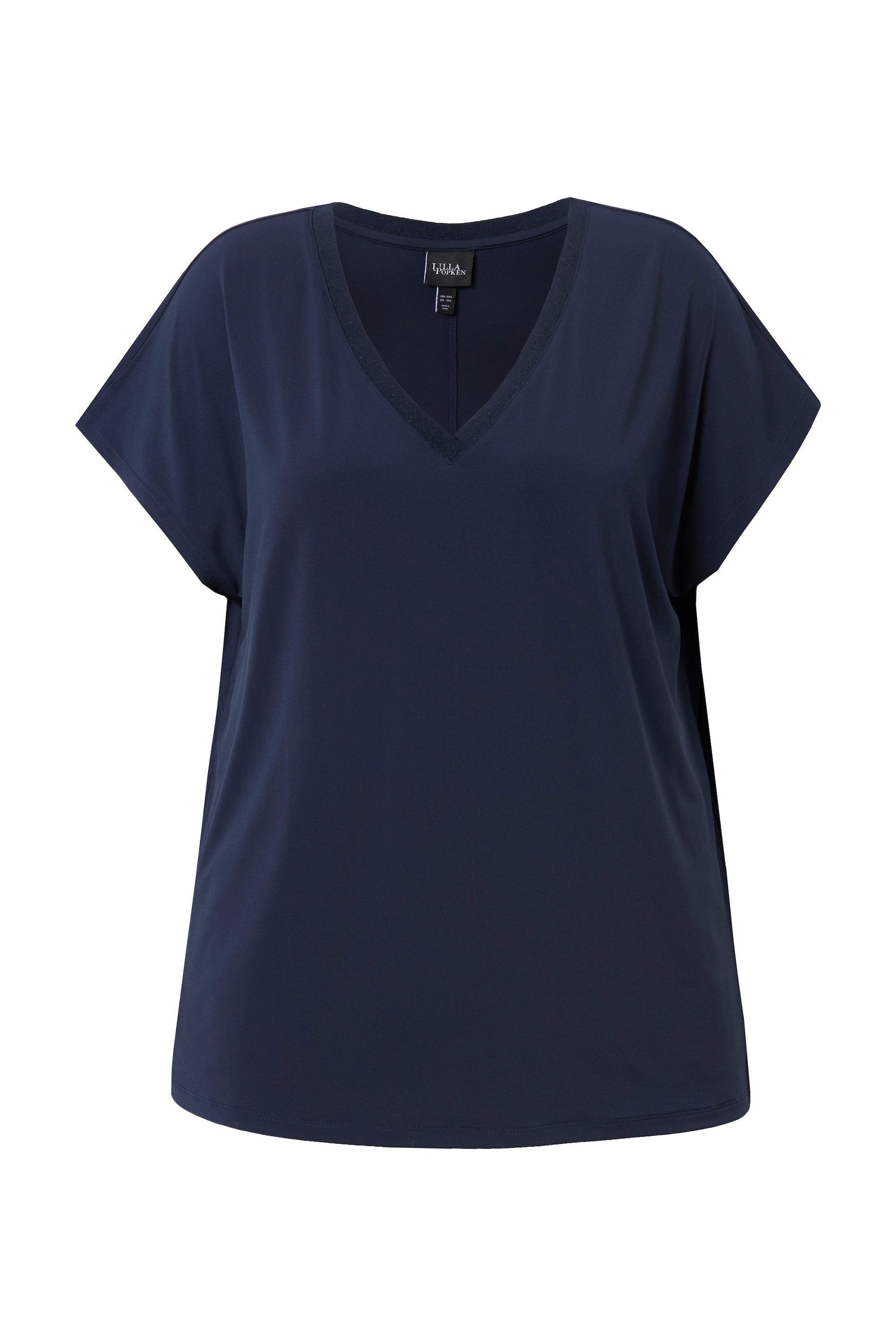 Ulla Popken Longtop T-Shirt Oversized Glitzer-V-Ausschnitt günstig online kaufen