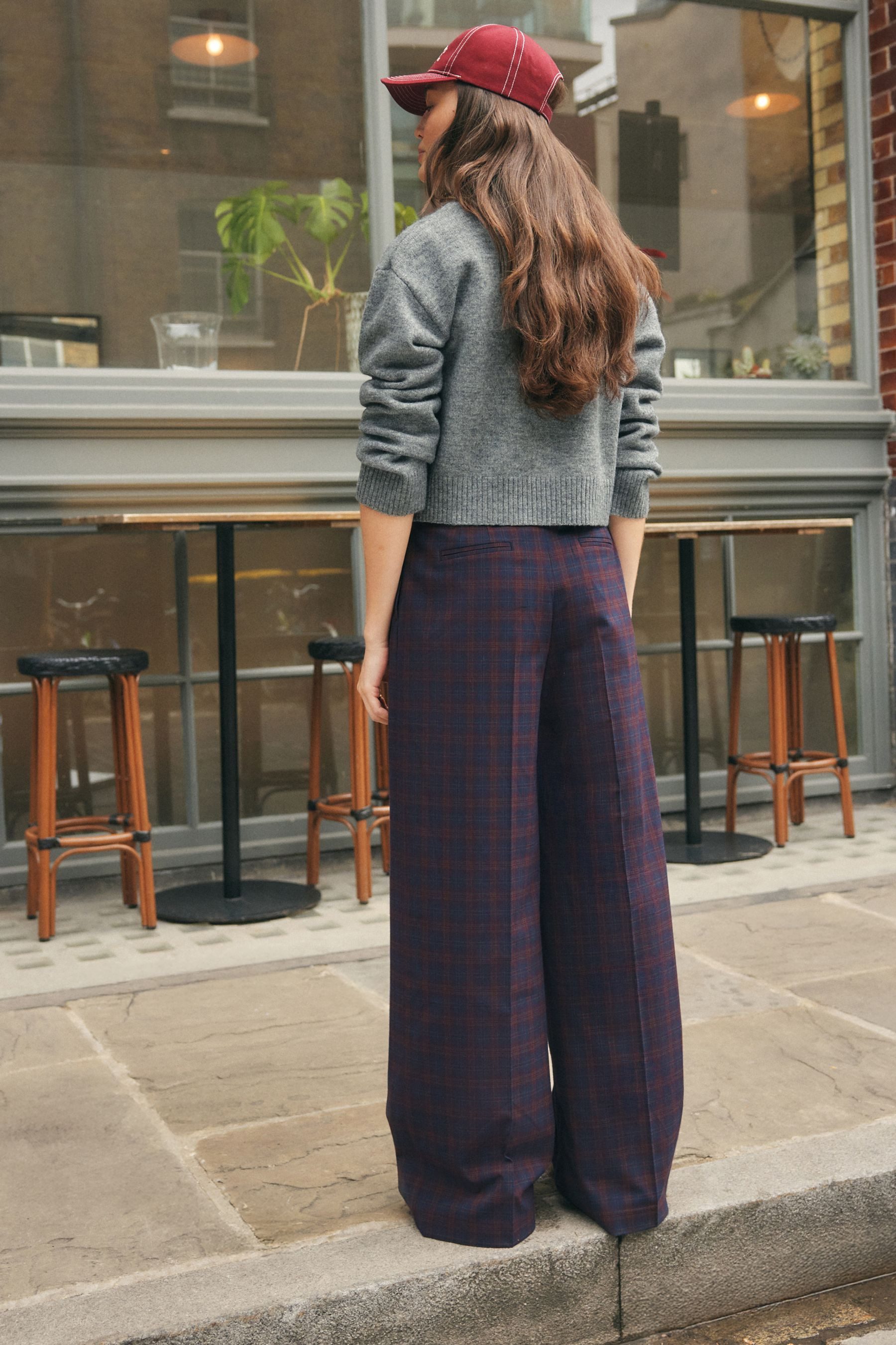 Next Palazzohose Hose mit weitem Bein und Karomuster (1-tlg) günstig online kaufen