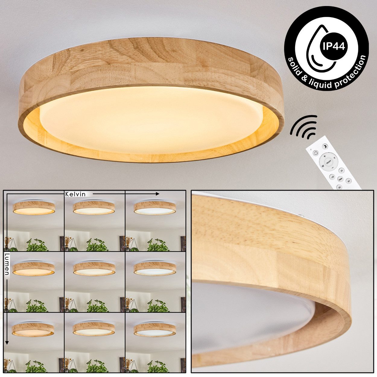 hofstein Deckenleuchte dimmbare Deckenleuchte aus Holz/Metall/Kunststoff in günstig online kaufen