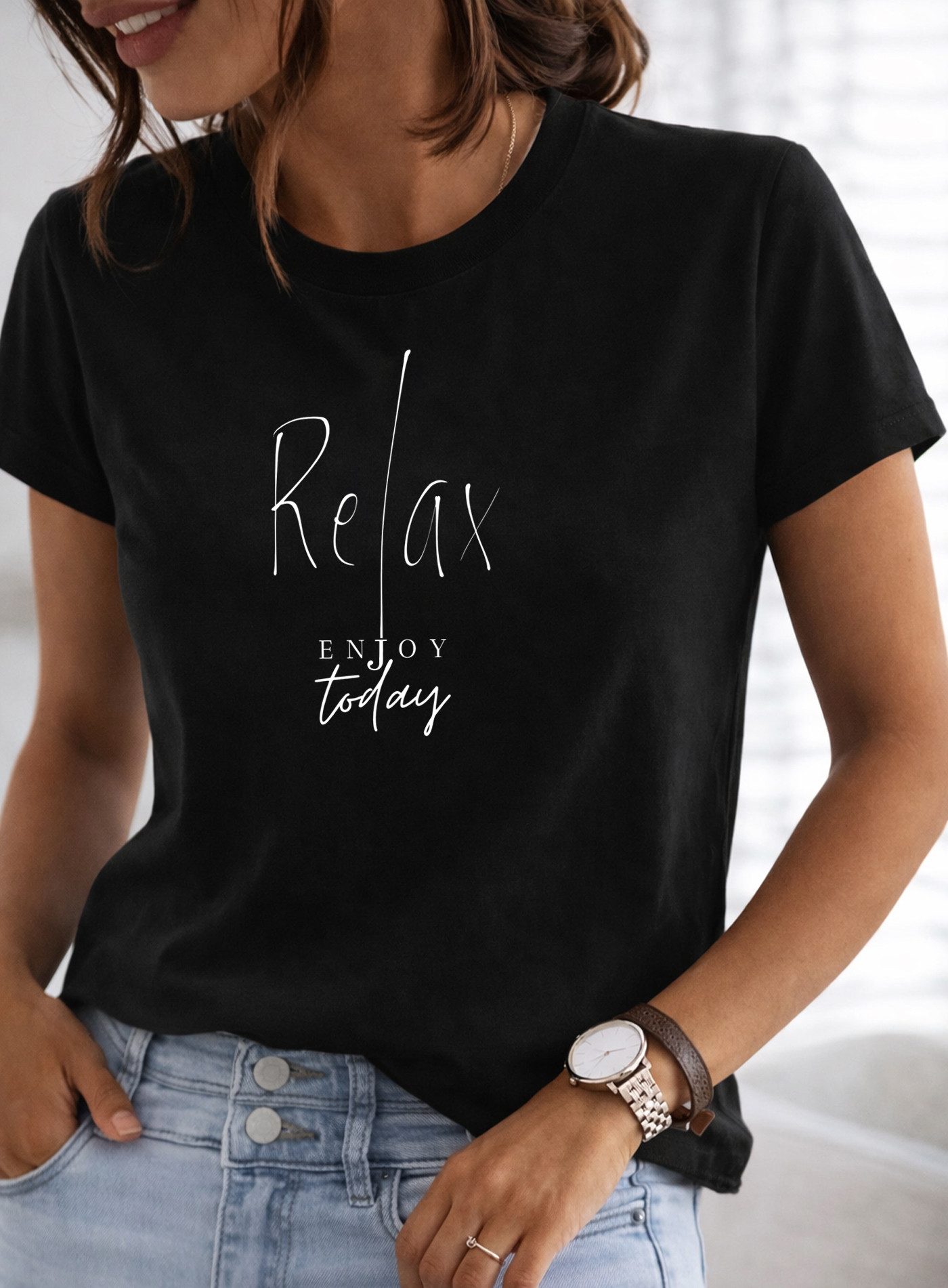 RMK T-Shirt Damen Shirt Rundhals Basic "Relax" aus Baumwolle