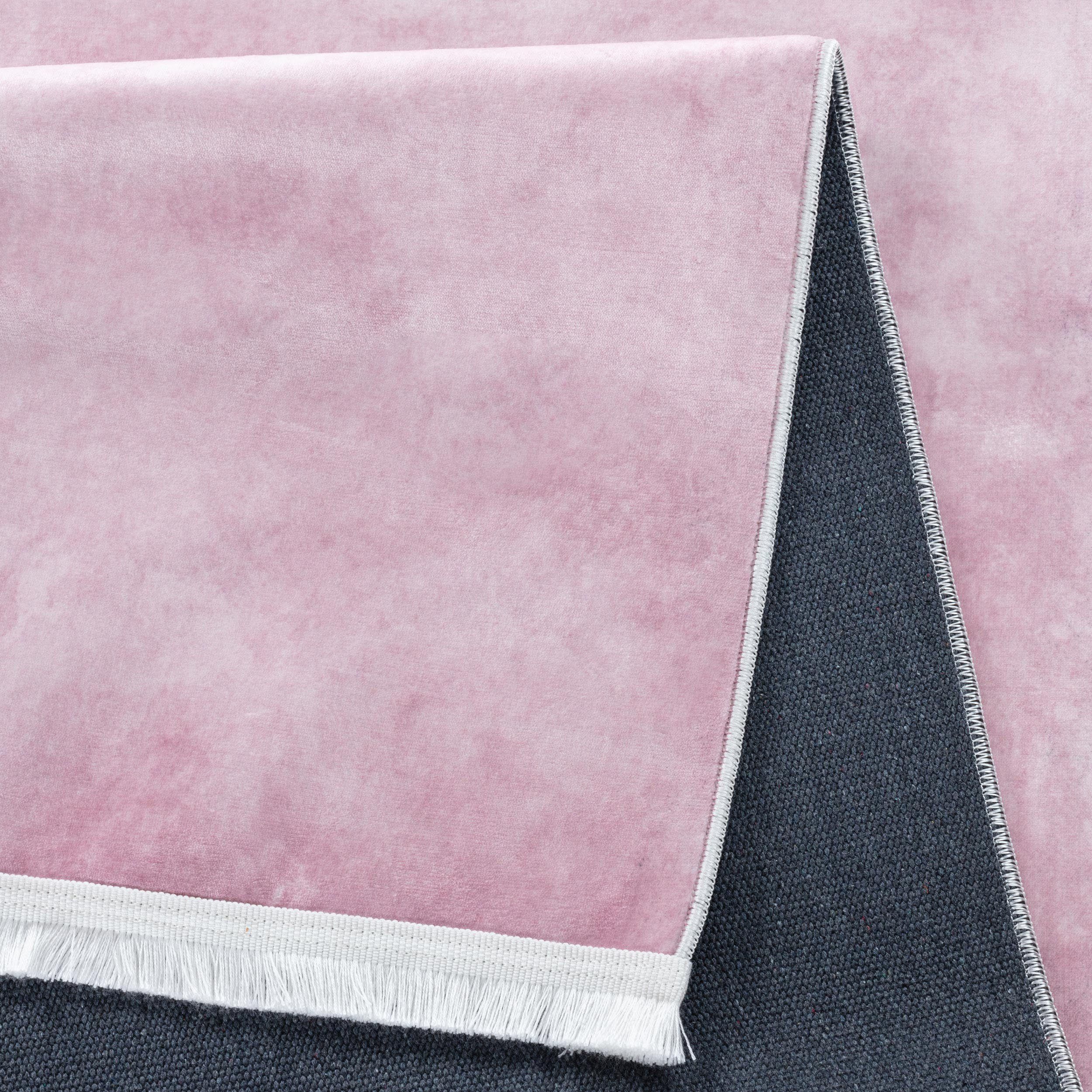 Glanz Teppich waschbar,Seiden-Optik,mit Garn, Sehrazat, mm, 8 rutschfest,Pflegeleicht Höhe: Reyna, rechteckig, rosa weichem
