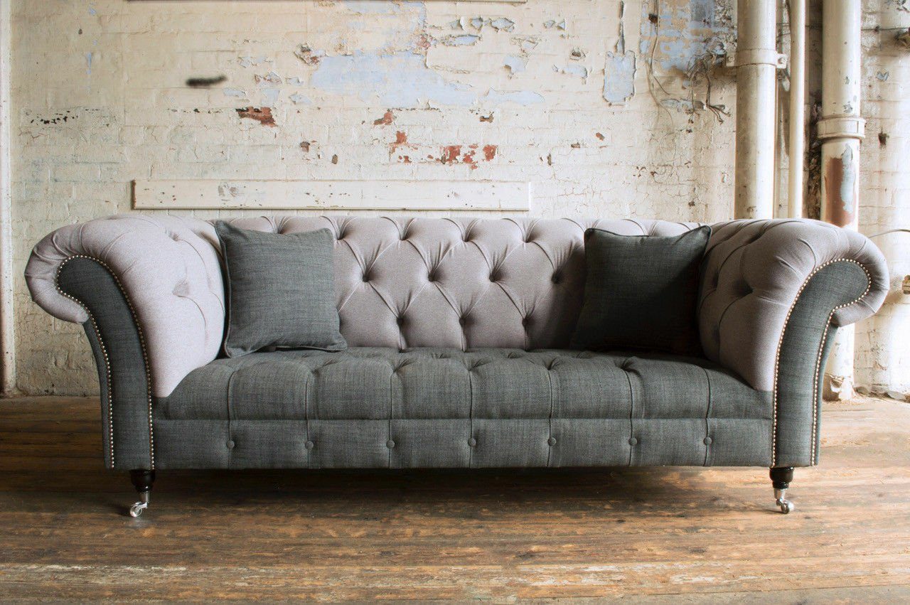 #127, JVmoebel in 3-Sitzer Design Textil Luxus Couch Polster Sofa Garnitur Made Sitz Chesterfield Europe