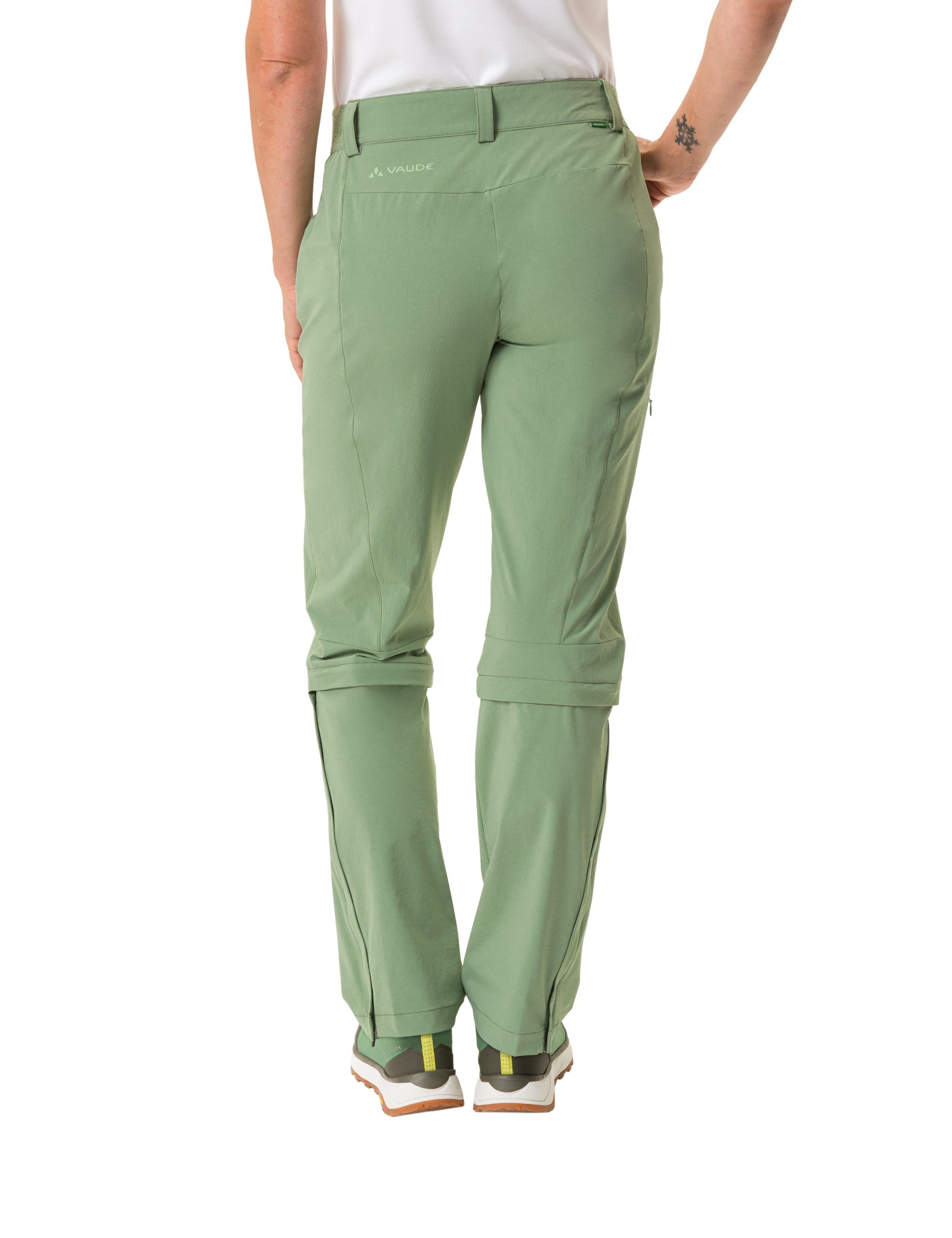 VAUDE Funktionshose Women's Farley Knopf Pants Stretch T-Zip (1-tlg) willow Grüner green III Capri