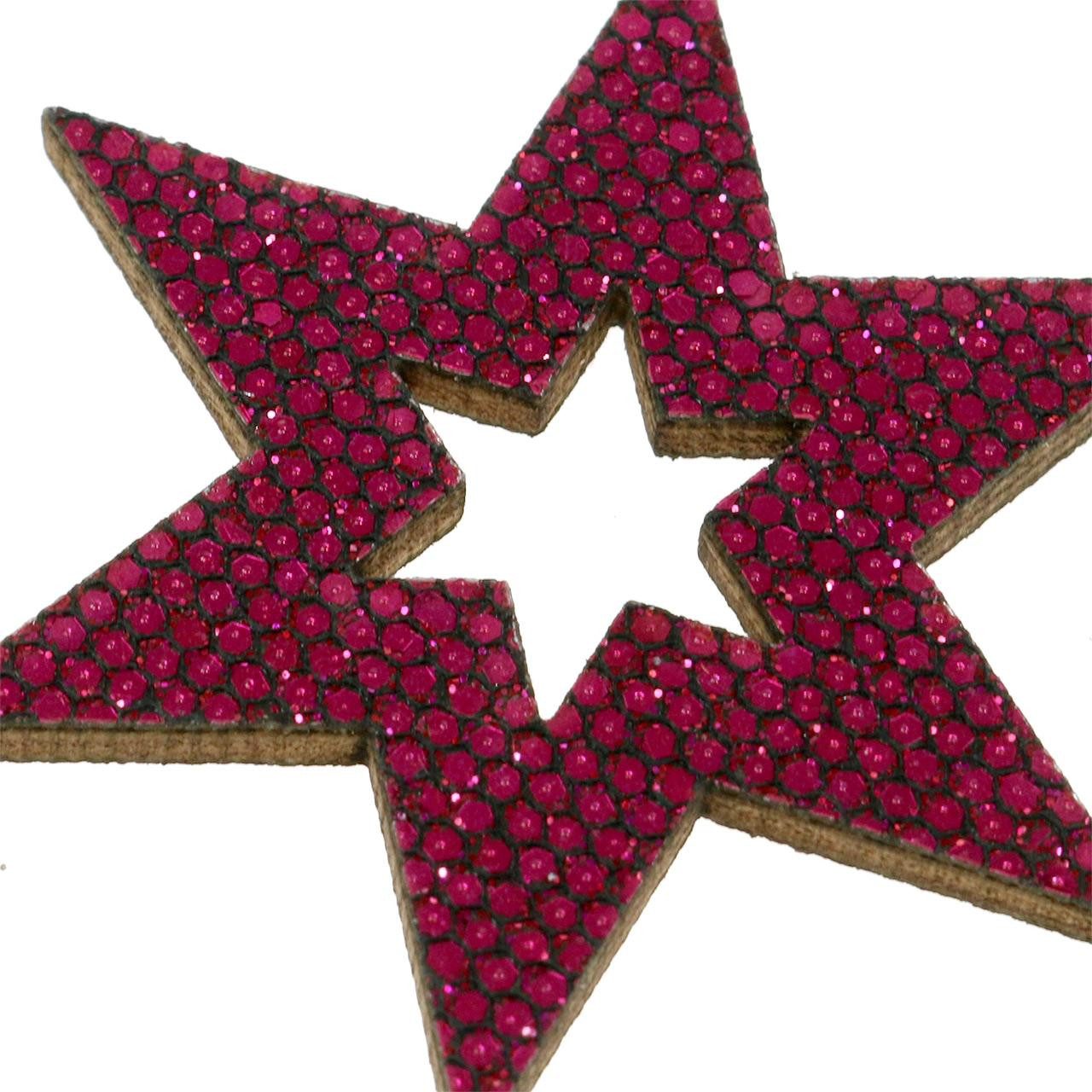 Florists Products Weihnachtsmann Streudeko Holzsterne Lila 3-5cm, 48 Stück - Party- &