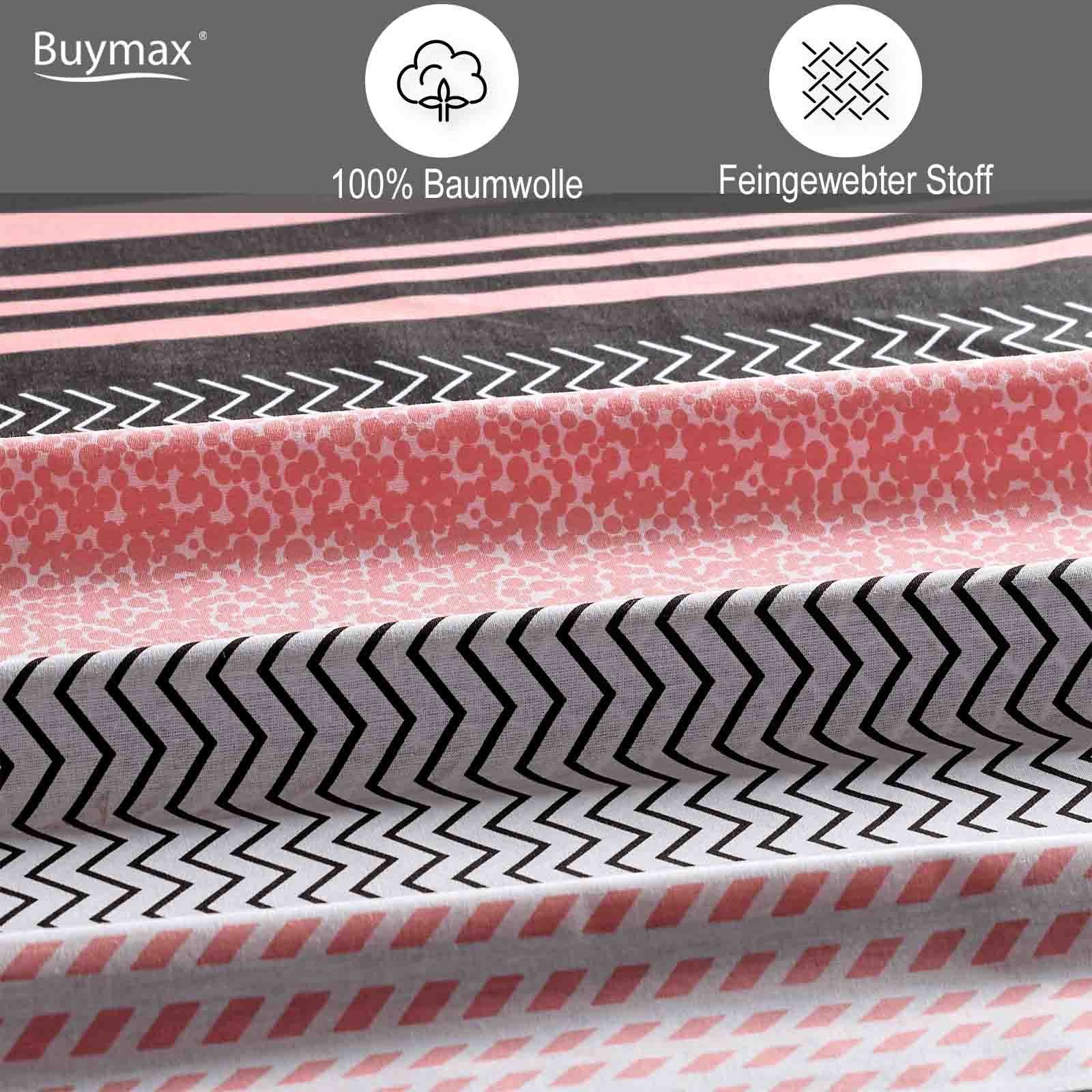 Buymax Bettwäsche Zigo, Renforcé, 2 teilig, Bettbezug-Set 135x200 cm 100% Baumwolle mit Reißverschluss, Streifen