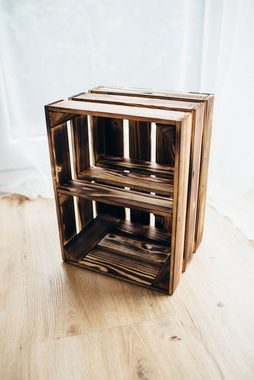 Teramico Holzkiste 3er SET Kisten 40 x 30 x 25 cm Boden Kurz, Aufbewahrungsbox