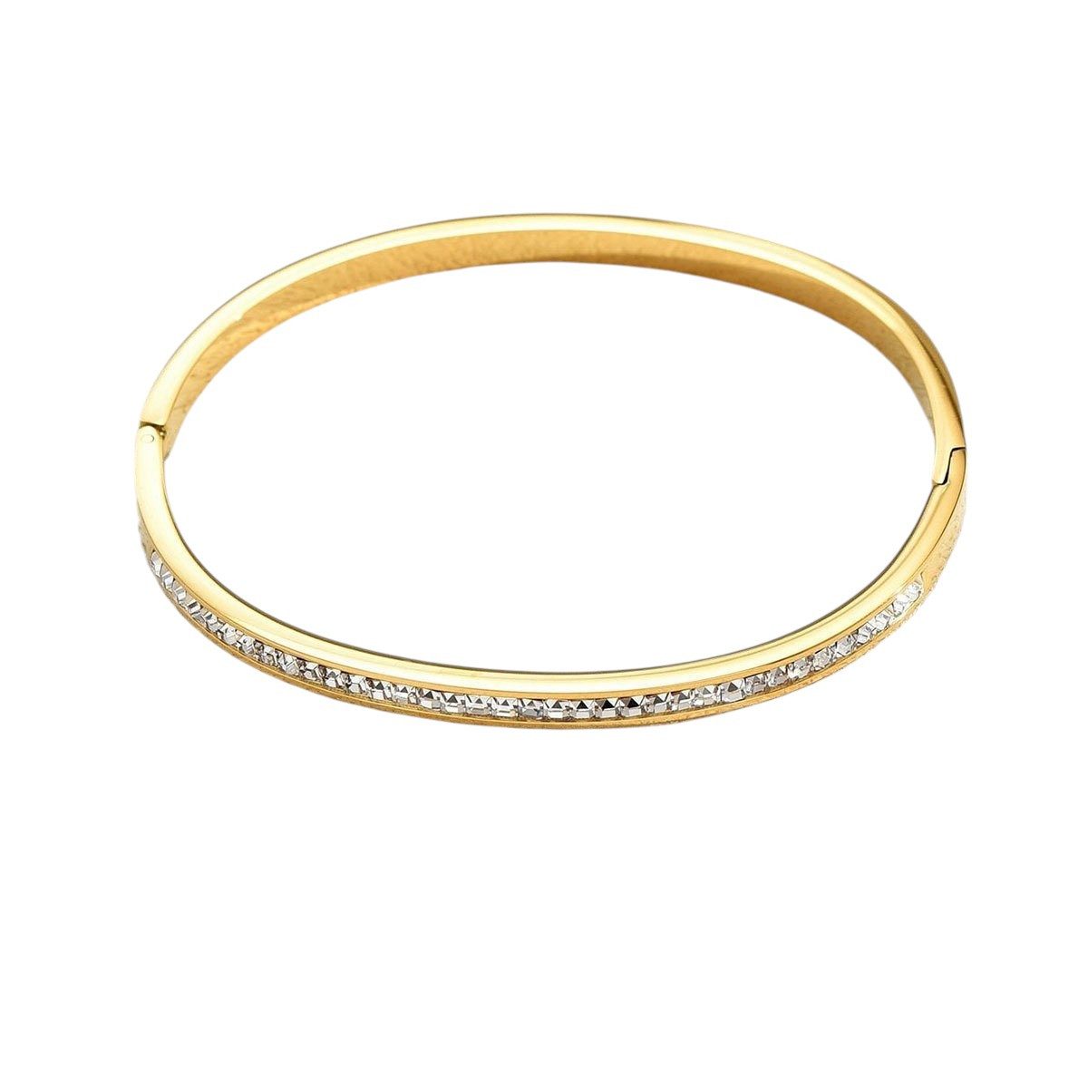 Armreif Damen Gold Edelstahl Kristalle modernes Design