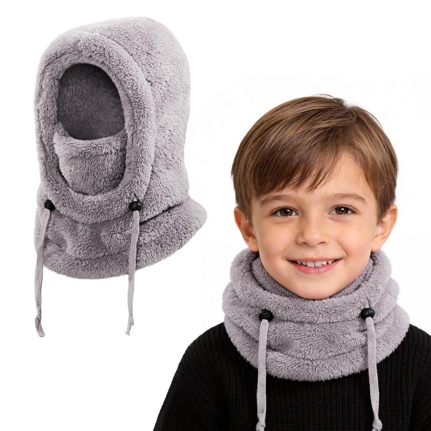 Sturmhaube Sturmhaube Kinder Thermo Fleece Skimaske Halswärmer Schal Hellgrau