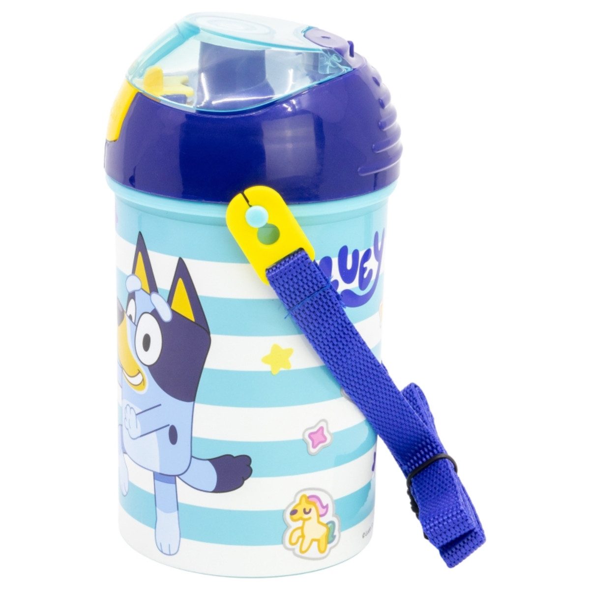 Storline Trinkflasche Bluey Wasserflasche 450 ml – Pop-Up Canteen mit Druckknopfverschluss