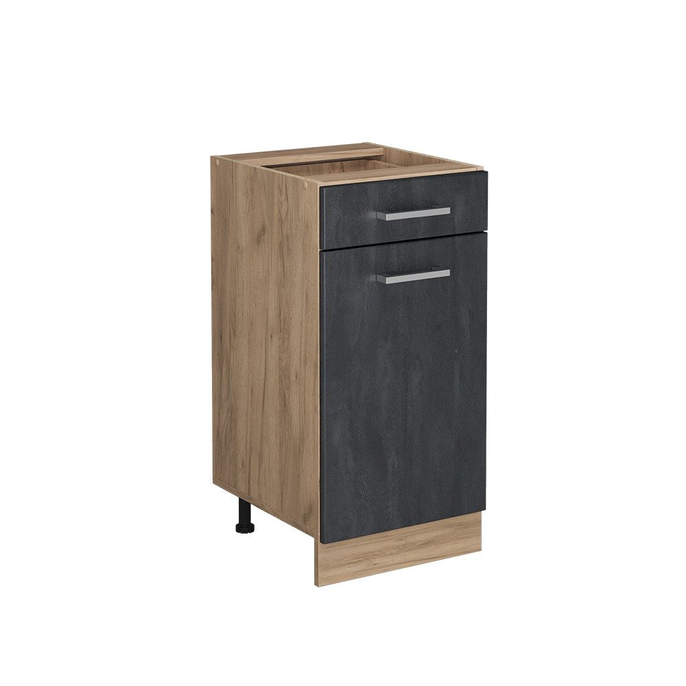 Vicco Unterschrank R-Line, Schwarz Beton/Goldkraft Eiche, günstig online kaufen