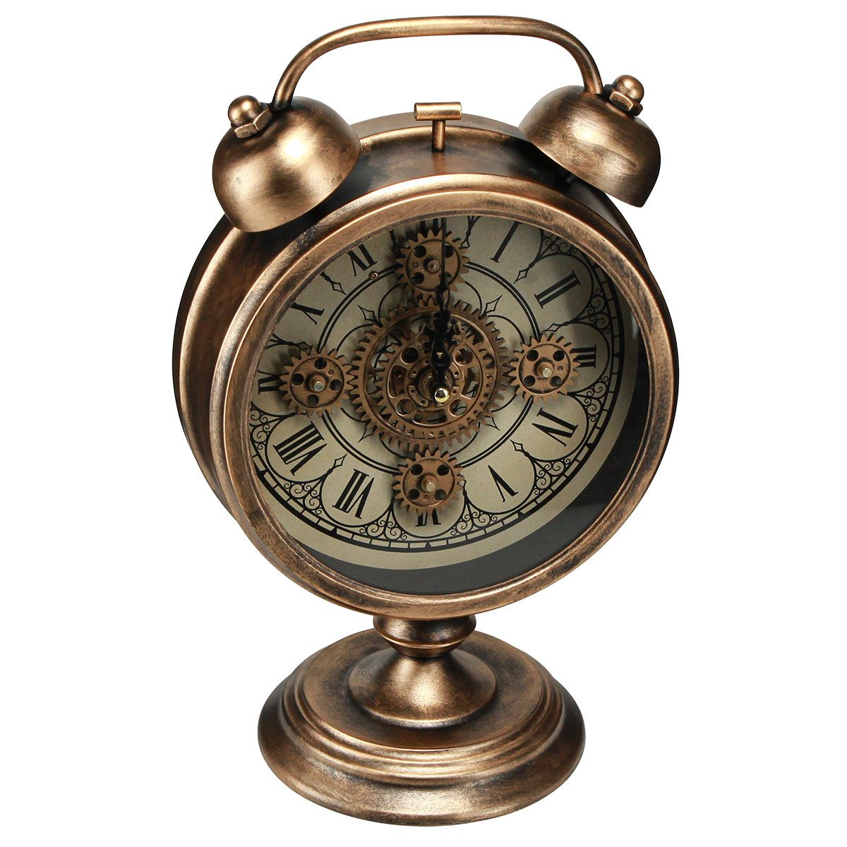 Florists Products Gartenfigur Retro Steampunk Uhr, Tischdeko mit römischen Zahlen, Metall in