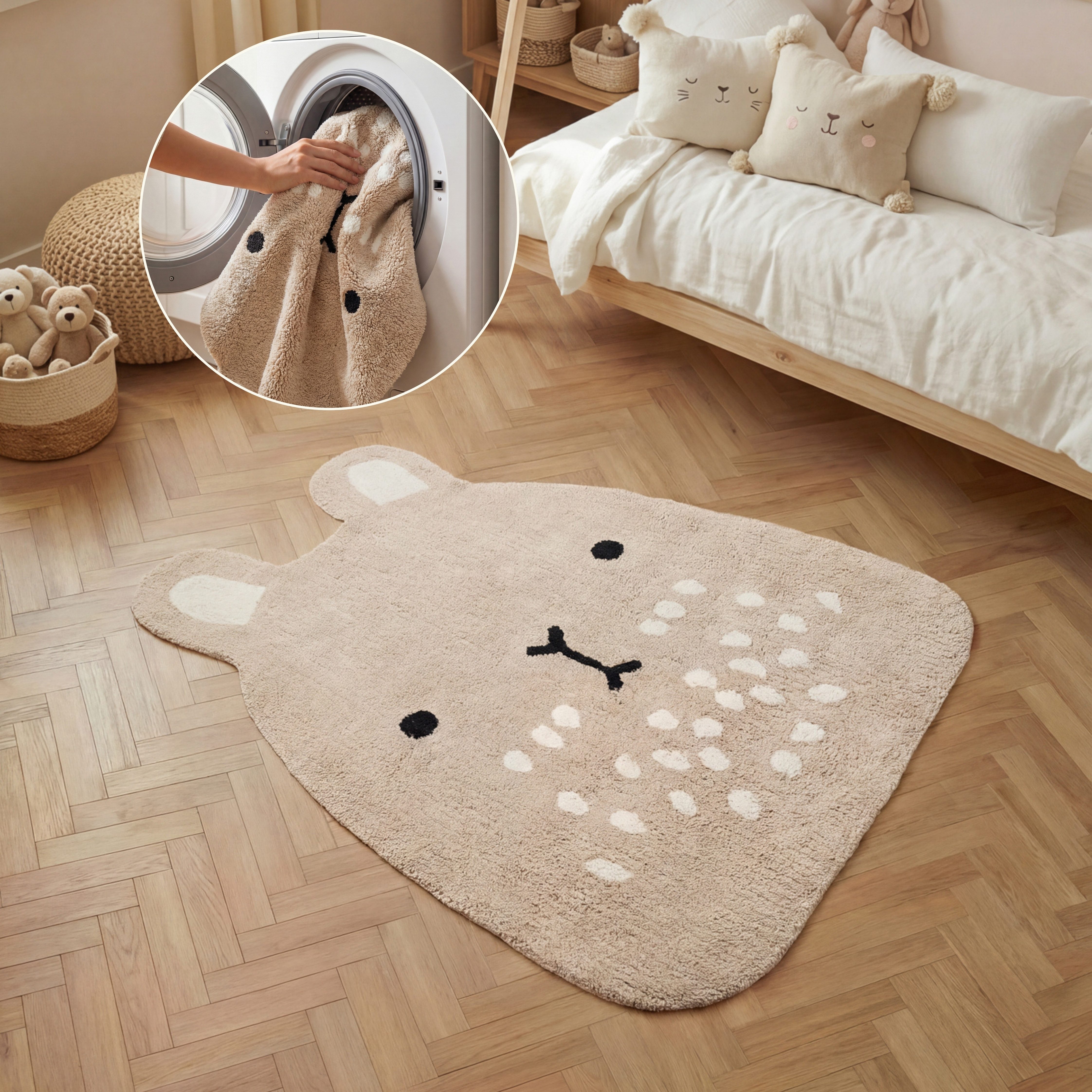 HANSE Home Kinderteppich Pucki, Motivform, Höhe: 10 mm, Waschbar, Handgemacht, Baumwolle, Rutschfest Spielteppich Kinderzimmer