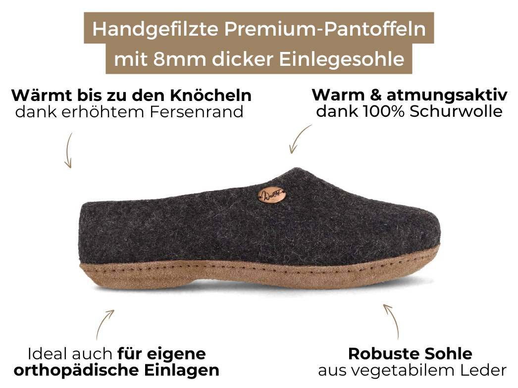 WoolFit Slipper Classic handgefilzte Hausschuhe Hausschuh