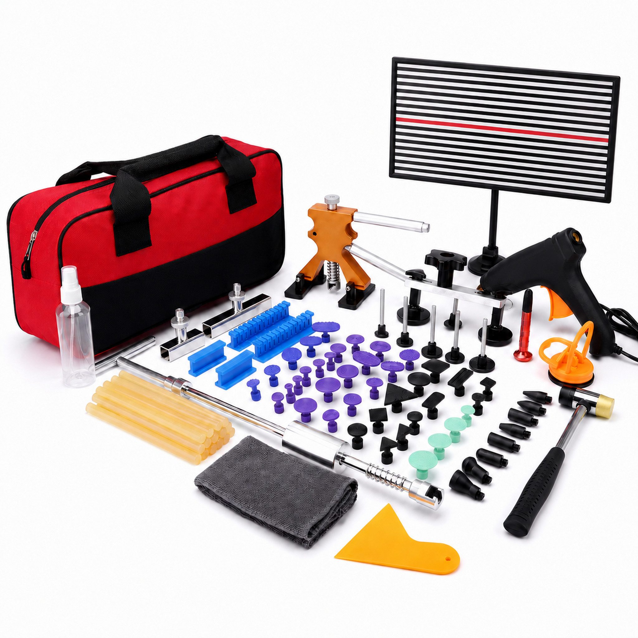 HS.SUPPLY Reparatur-Set PDR Dellenreparatur Set Auto Ausbeulwerkzeug 100 W 33 Adapter, Komplett-Set, Umfangreiches PDR-Dellenreparatur-Set, Komplettset mit viel Zubehör