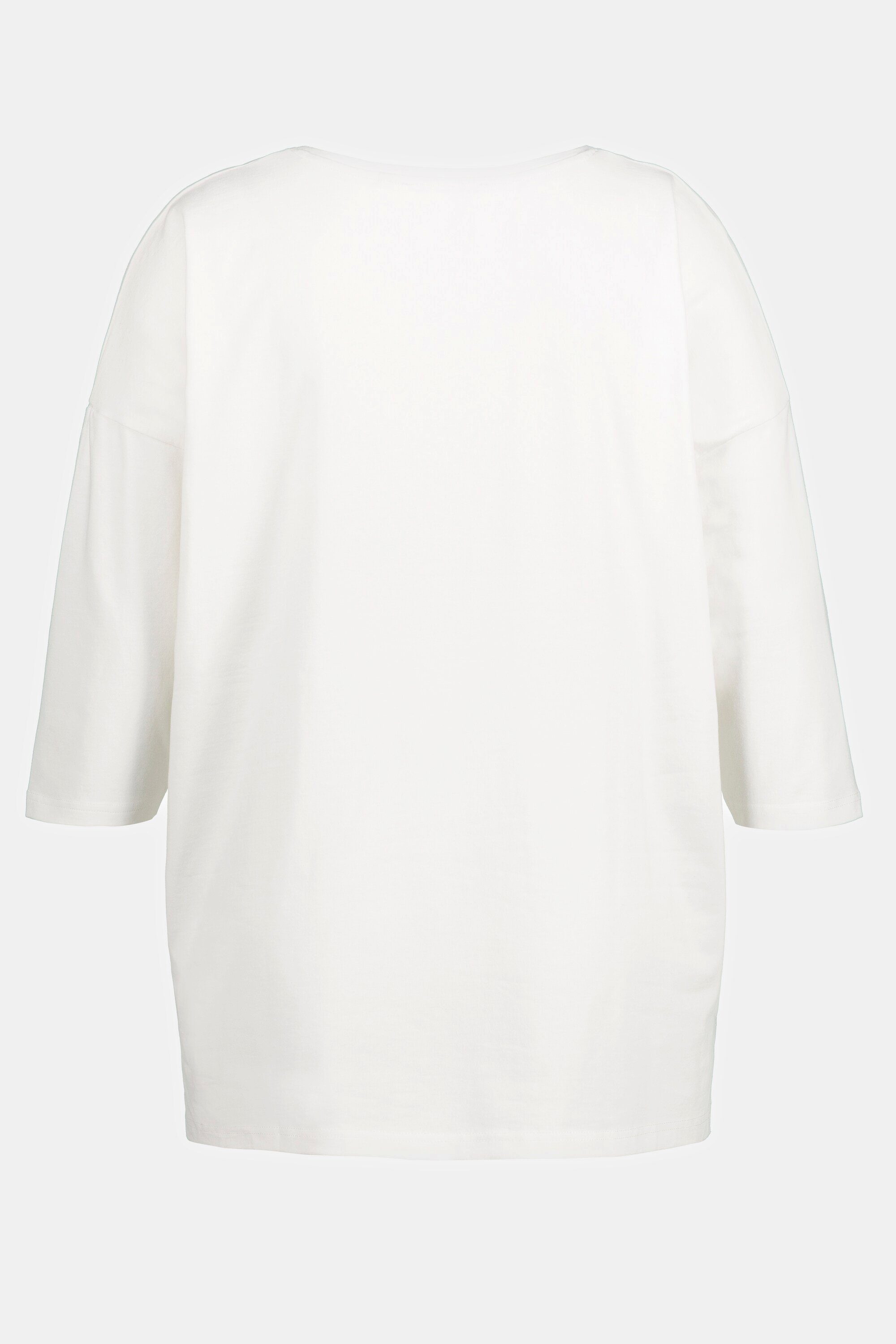 Ulla Popken Longsleeve Shirt Oversized Rundhals offwhite 3/4-Arm Biobaumwolle