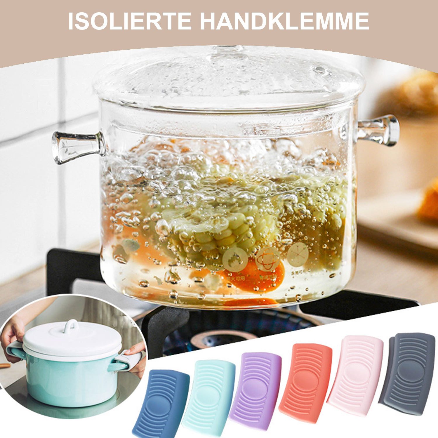 Refttenw Topflappen Hitzebeständige Rutschfeste Küchenbratpfanne Silikon Topflappen, (2-tlg)