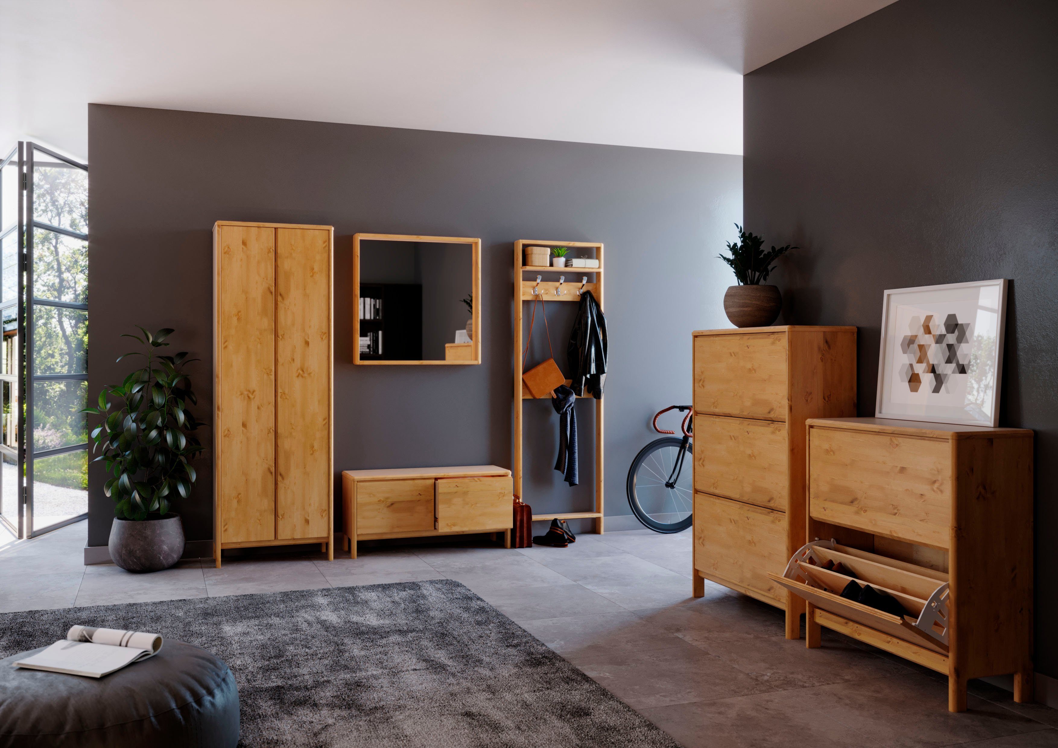 OTTO home Schuhschrank Luven FSC® zertifiziertes Massivholz, mit 3 Klappen