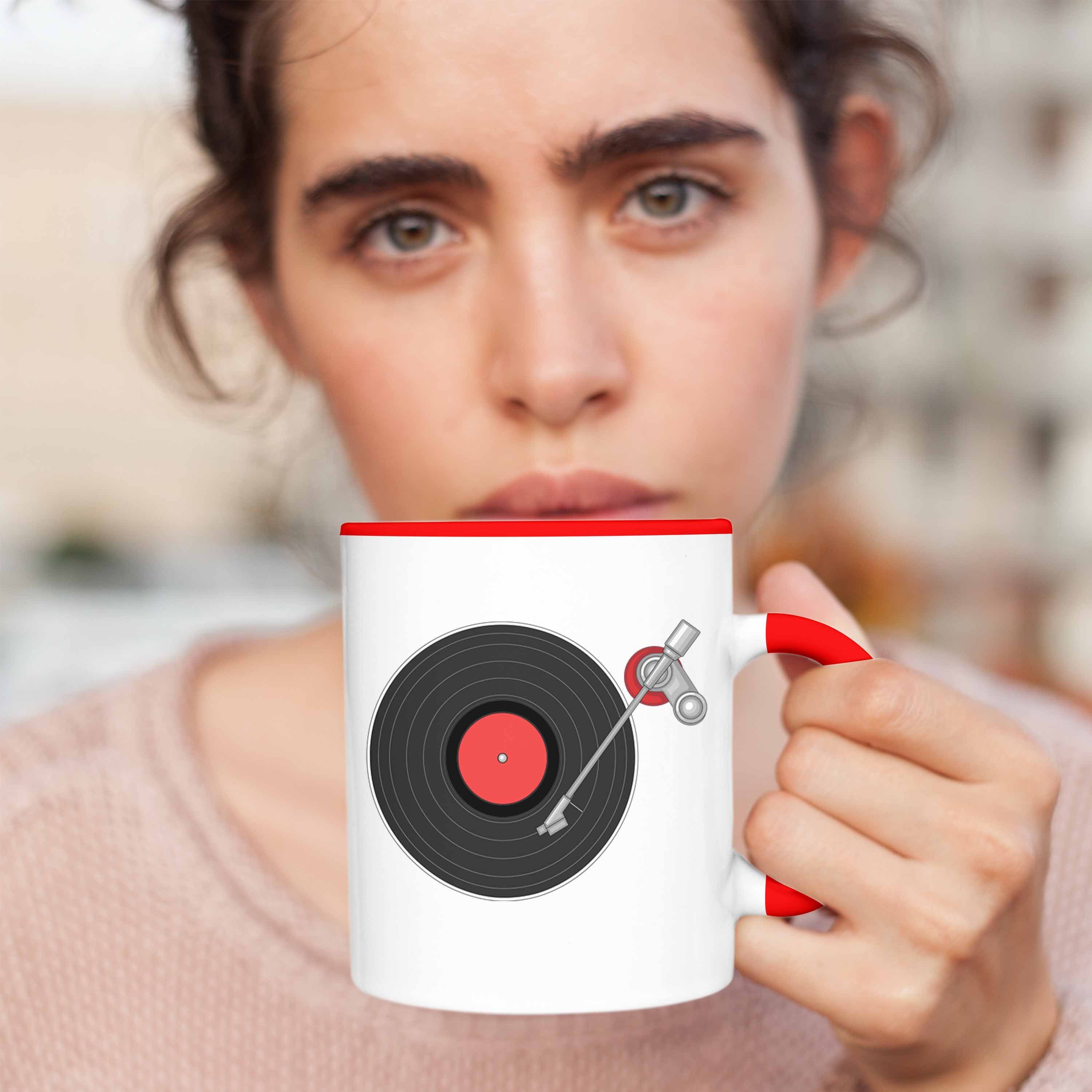Vinyl-Schallplatten Schallplatte Tasse Rot Tasse Kaffee- Geschenk Trendation Plattenspieler