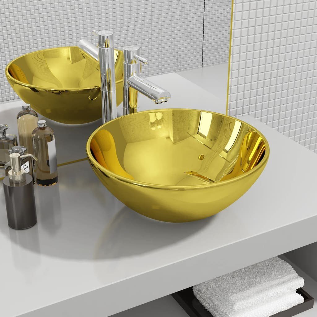 vidaXL Waschbecken Waschbecken 32,5 x 14 cm Keramik Golden
