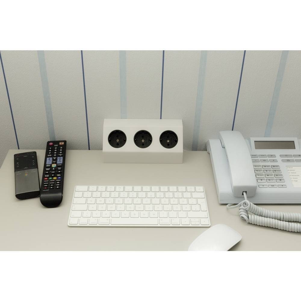 HEITRONIC 3fach Auf- und Unterbausteckdose 500071 Steckdosenleiste, erhöhter Berührungsschutz