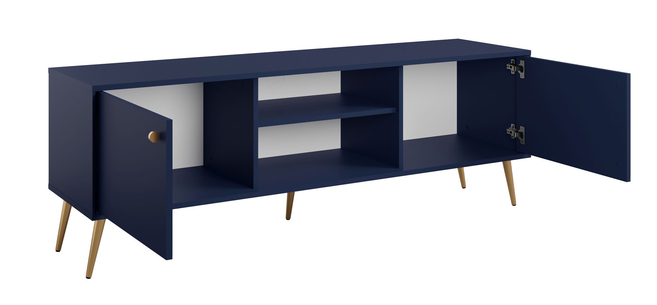 Feldmann-Wohnen Lowboard Rose (2-türig, mit offenen Fächern, 1 St., moderne Optik, 2-türig mit offenen Fächern), 156x40,5x54cm 2-türig marineblau