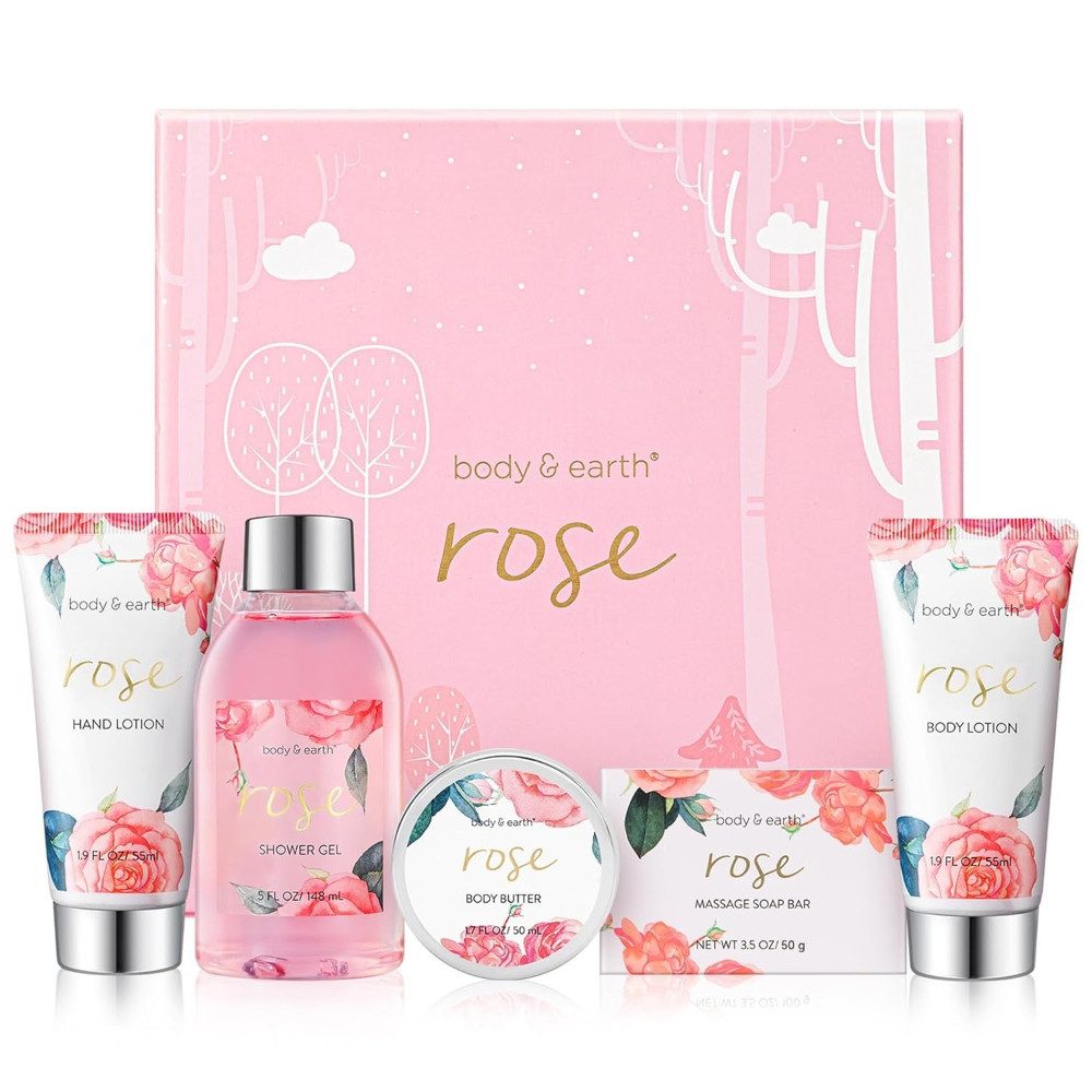 BODY & EARTH Adventskalender Geschenkbox für Frauen Duschgel, Handcreme Valentinstagsgeschenke (Beauty Geschenkset Frauen, 5-tlg), Luxuriöse Wellness & Pflege für Frauen – Entspannung Zuhause