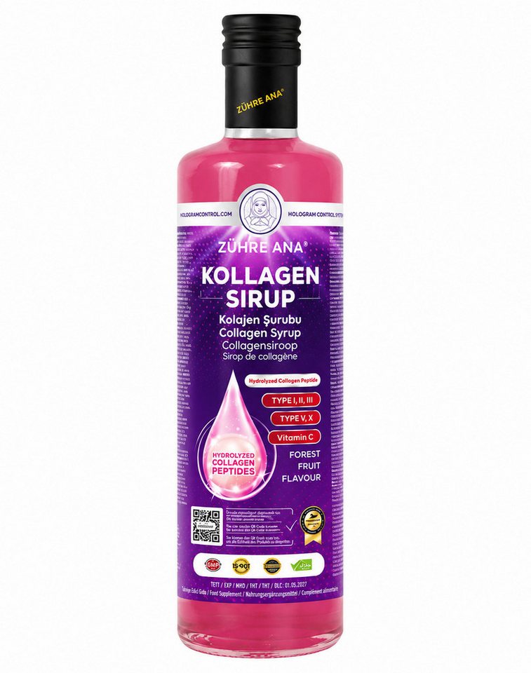 Zühre Ana® Collagen Sirup – Moderne Formel mit Typ 1, 2 & 3 Peptiden 250ml Sirup, 250 ml, Kollagen Sirup Mit Vitamin C & Waldfrucht-Aroma