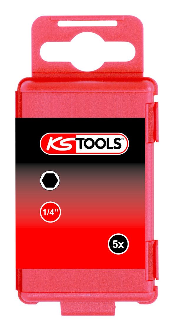 KS Tools Sechskant-Bit TORSIONpower, 5 Stück, 1/4" Innensechskant, 75 mm, 5 mm, 5er Pack