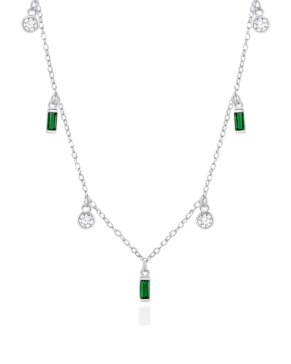 DANIEL CLIFFORD Kette mit Anhänger 'Pria' Damen Halskette Silber 925 Kristall Anhänger grün (inkl. Verpackung)