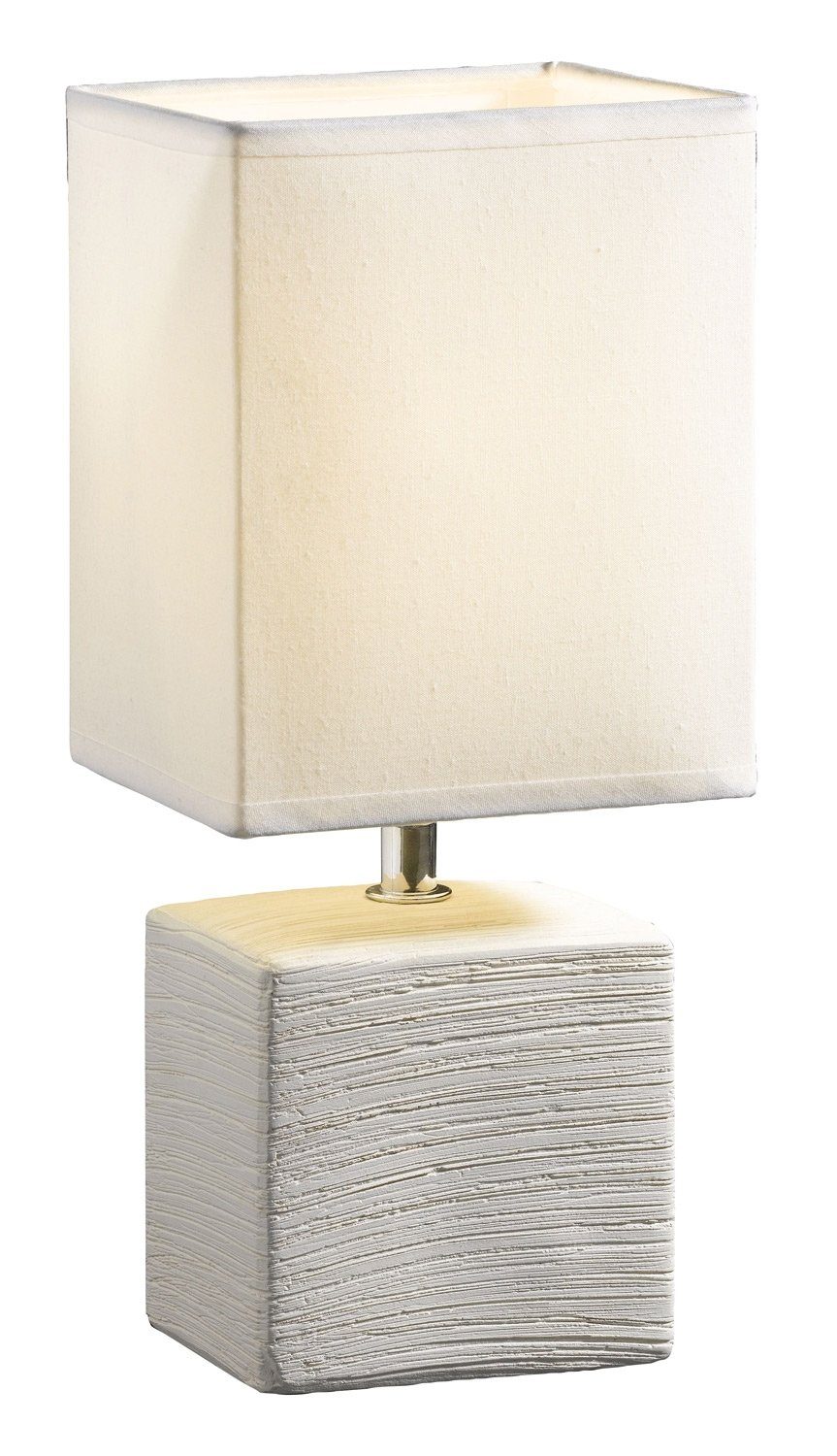 casa NOVA Tischleuchte Nachttischlampe BARNI, 1-flammig, H 29 cm, Creme, ohne Leuchtmittel, Keramik, Textilschirm