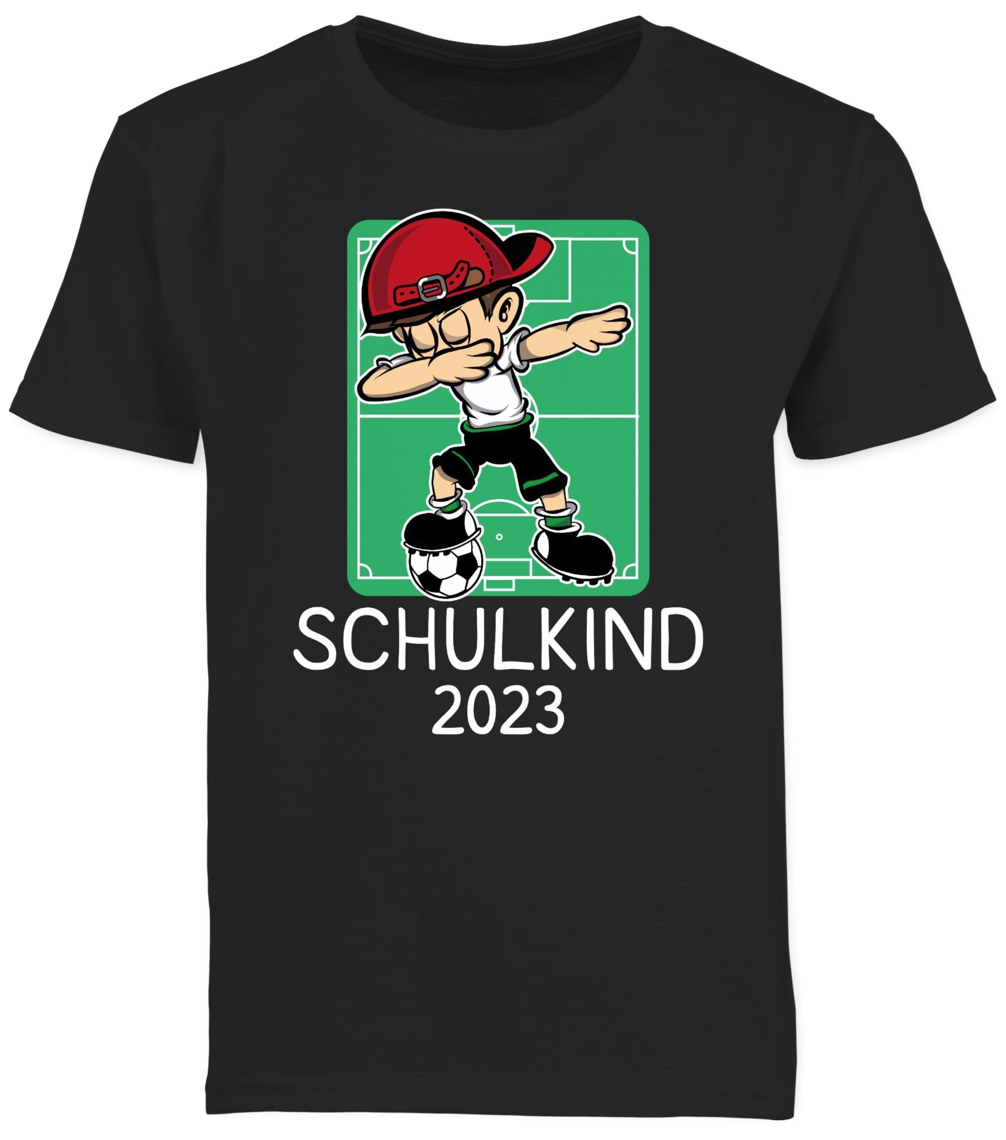 Geschenke Junge Einschulung weiß Schulanfang - Schwarz Shirtracer Fußball 3 Schulkind 2023 T-Shirt