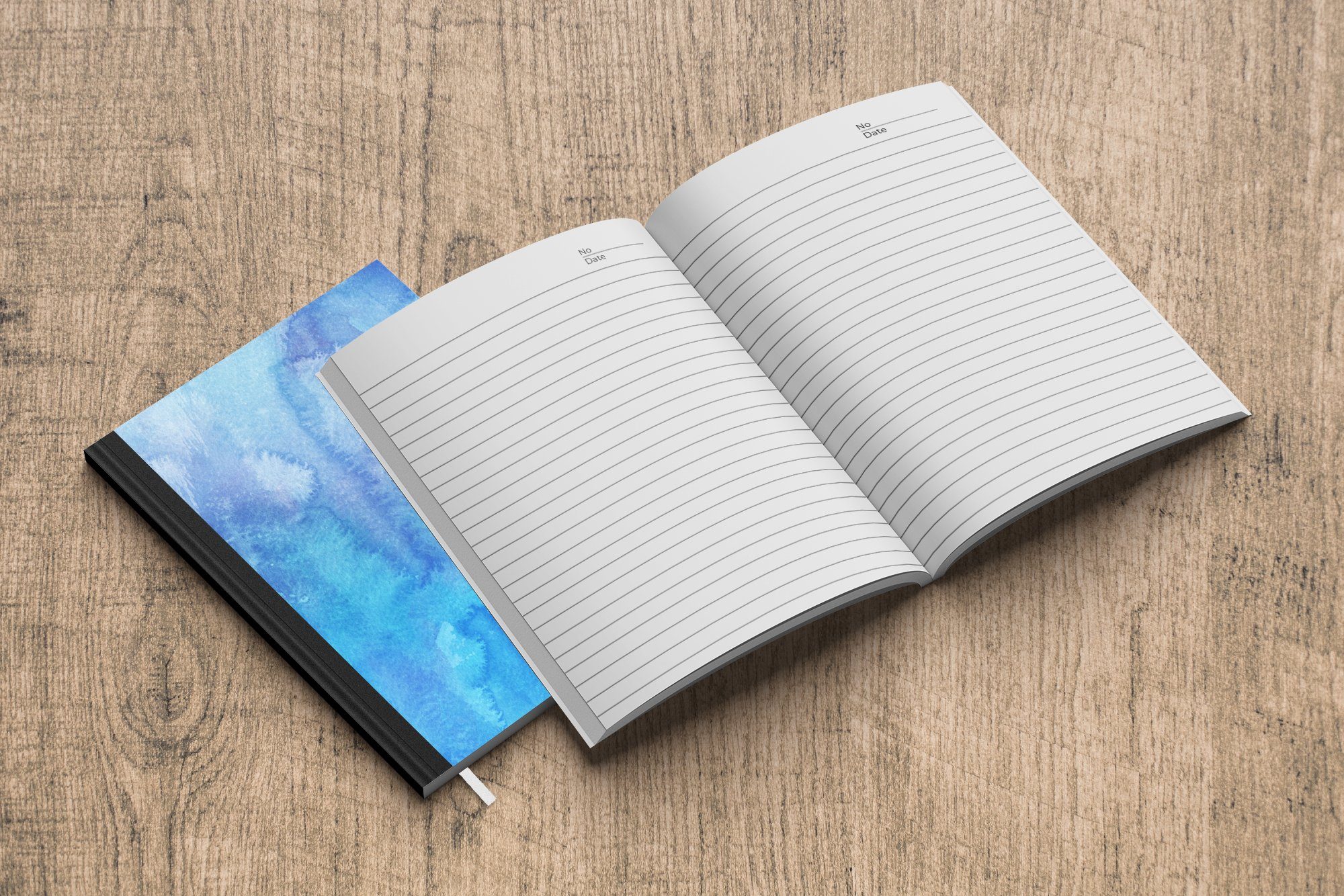 Notizbuch Blau, 98 Farbe - Journal, MuchoWow Merkzettel, A5, Aquarell Seiten, Notizheft, Tagebuch, - Haushaltsbuch